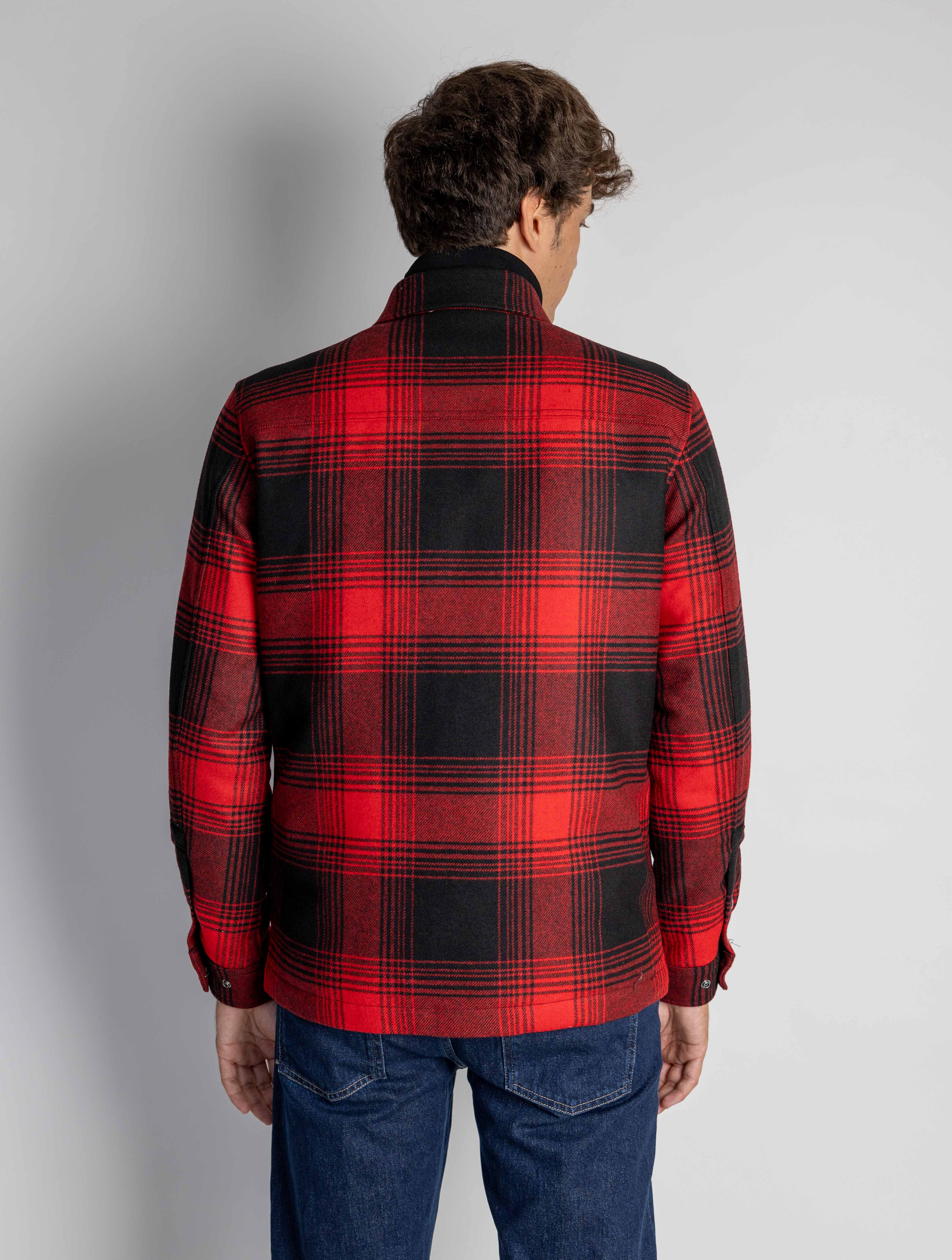 Red Padded Check Overshirt