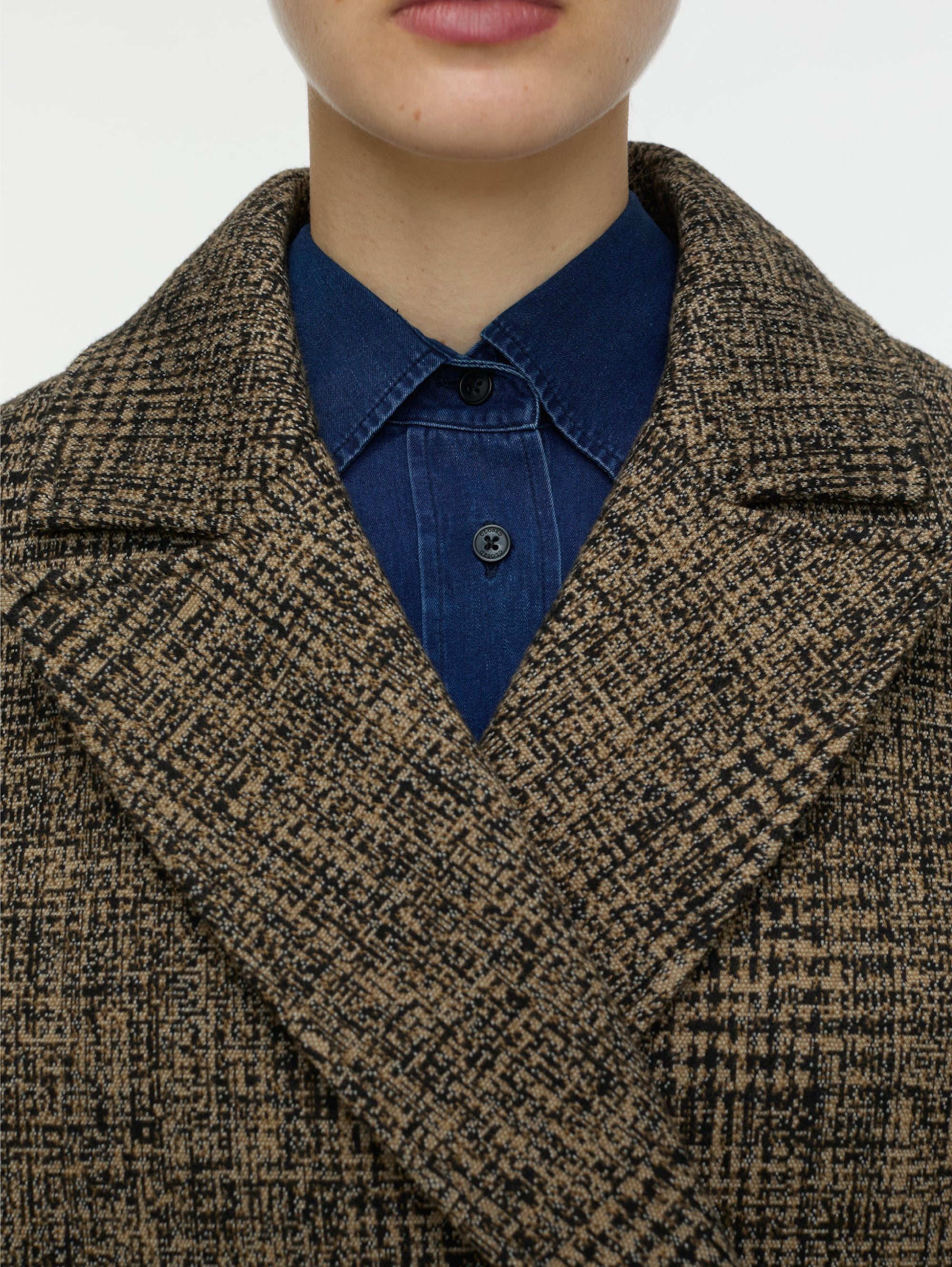 Brown Checked Double-Breasted Coat