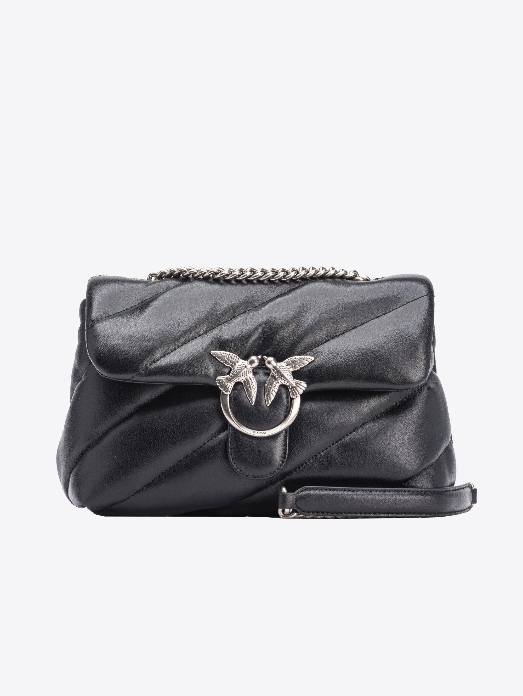 PINKO-Borsa Maxi in Nappa Trapuntata Nero/Argento-TRYME Shop