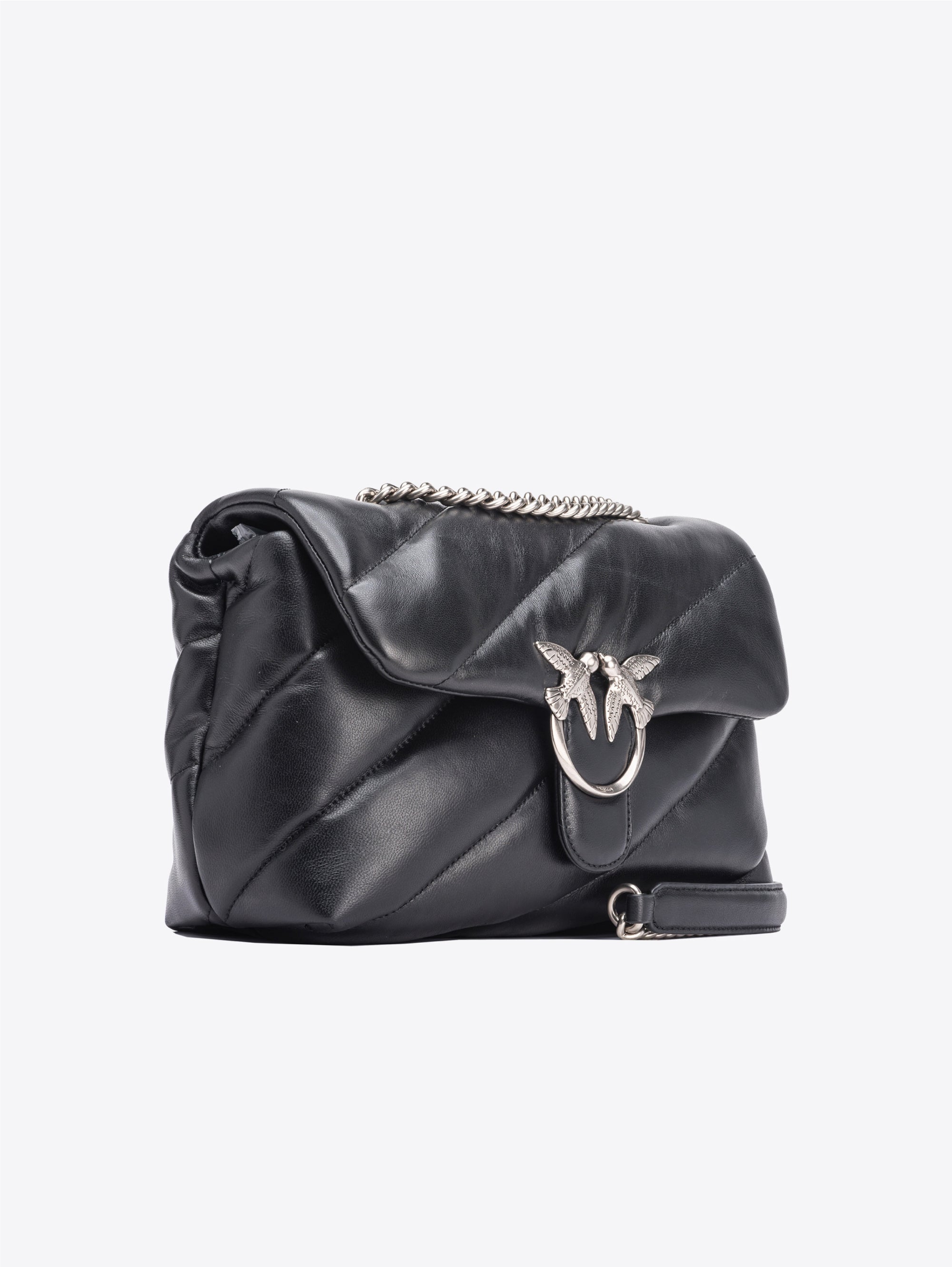 Borsa Maxi in Nappa Trapuntata Nero/Argento