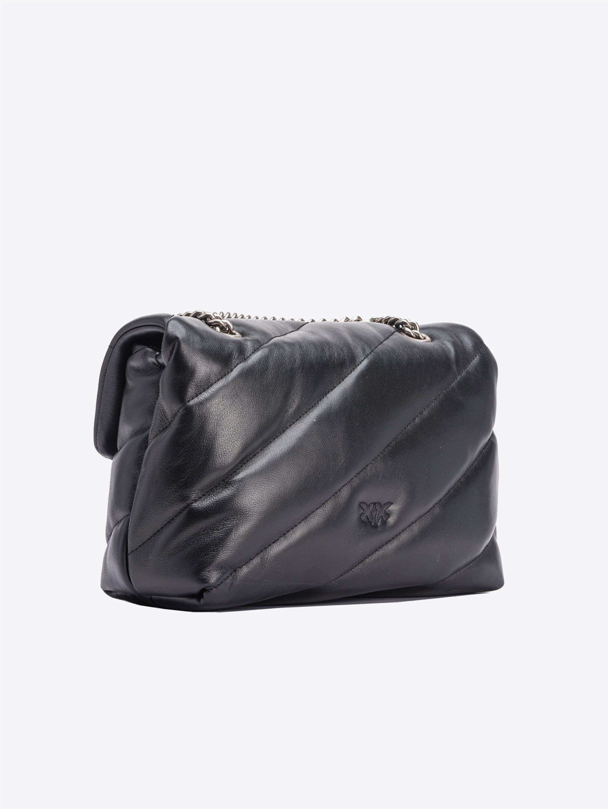 Borsa Maxi in Nappa Trapuntata Nero/Argento