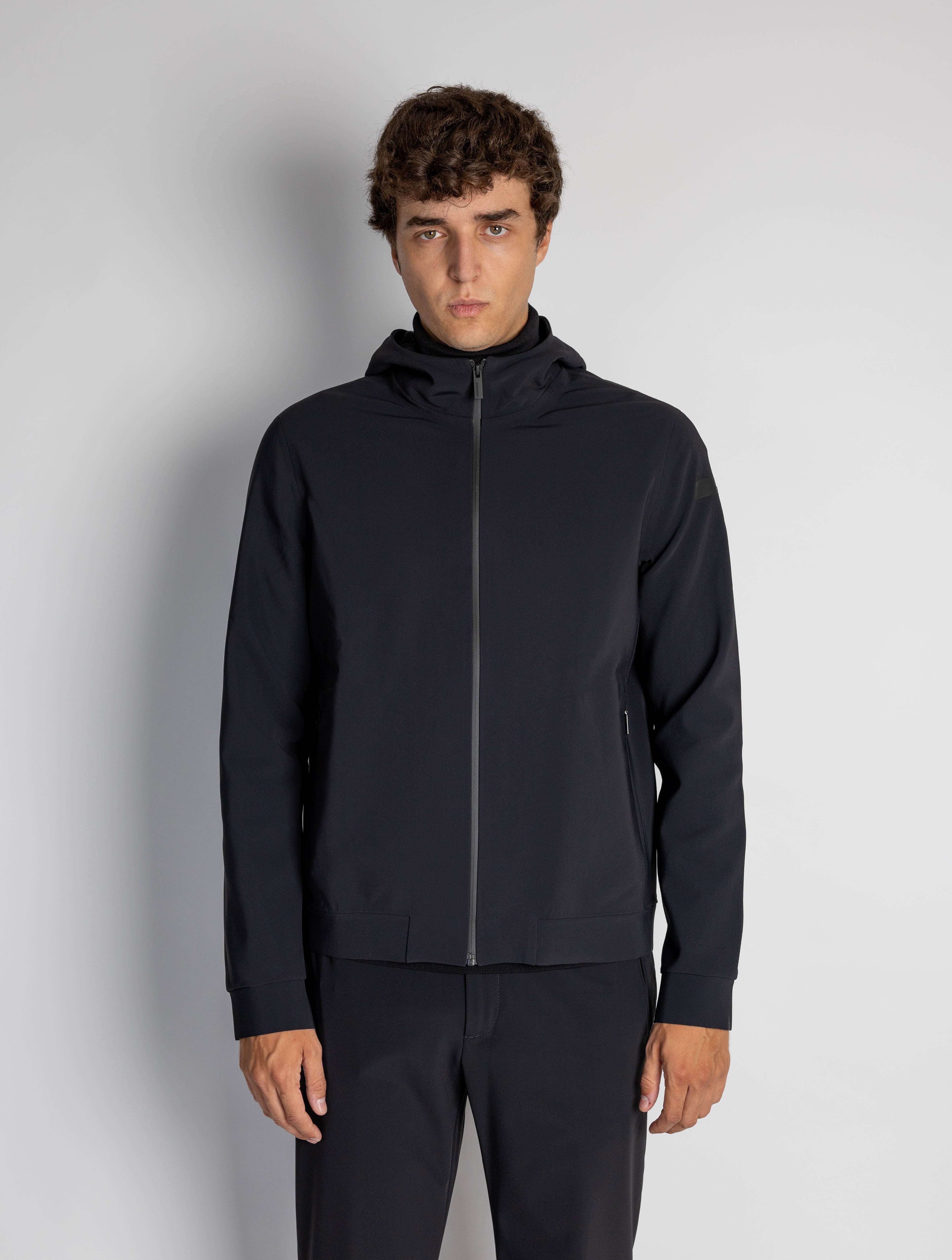 RRD-Felpa con Cappuccio Full Zip Nero-TRYME Shop