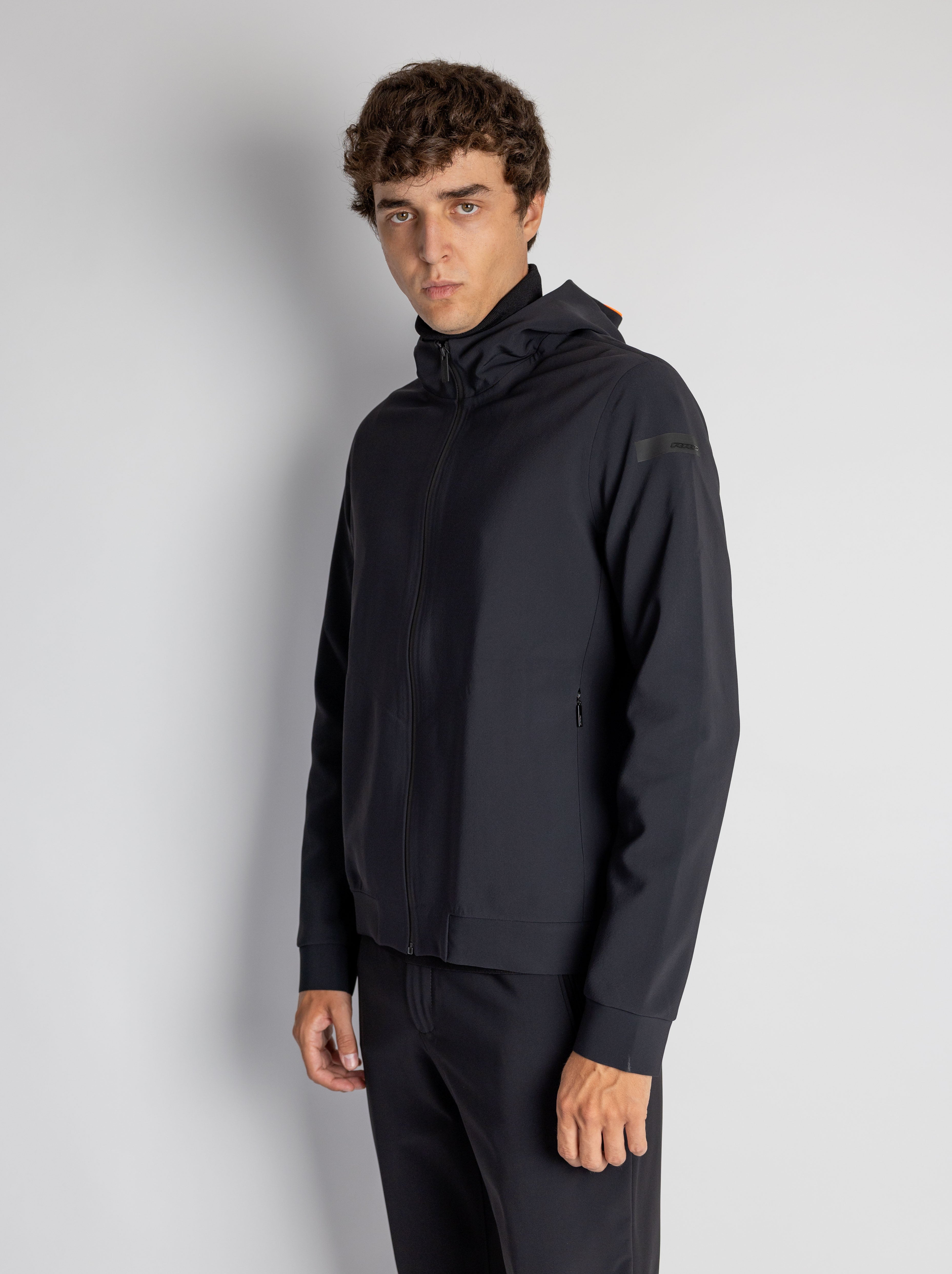 Felpa con Cappuccio Full Zip Nero