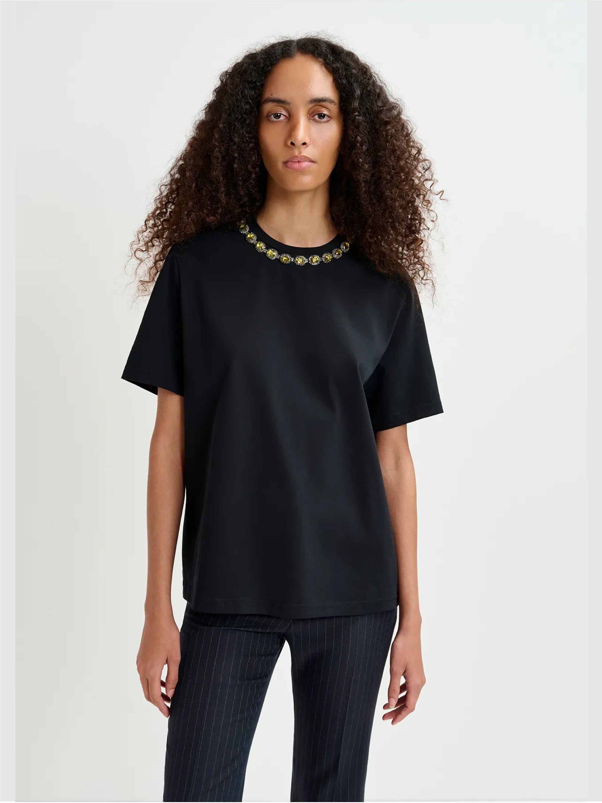 ESSENTIEL ANTWERP T-shirt con Ricami di Strass Nero