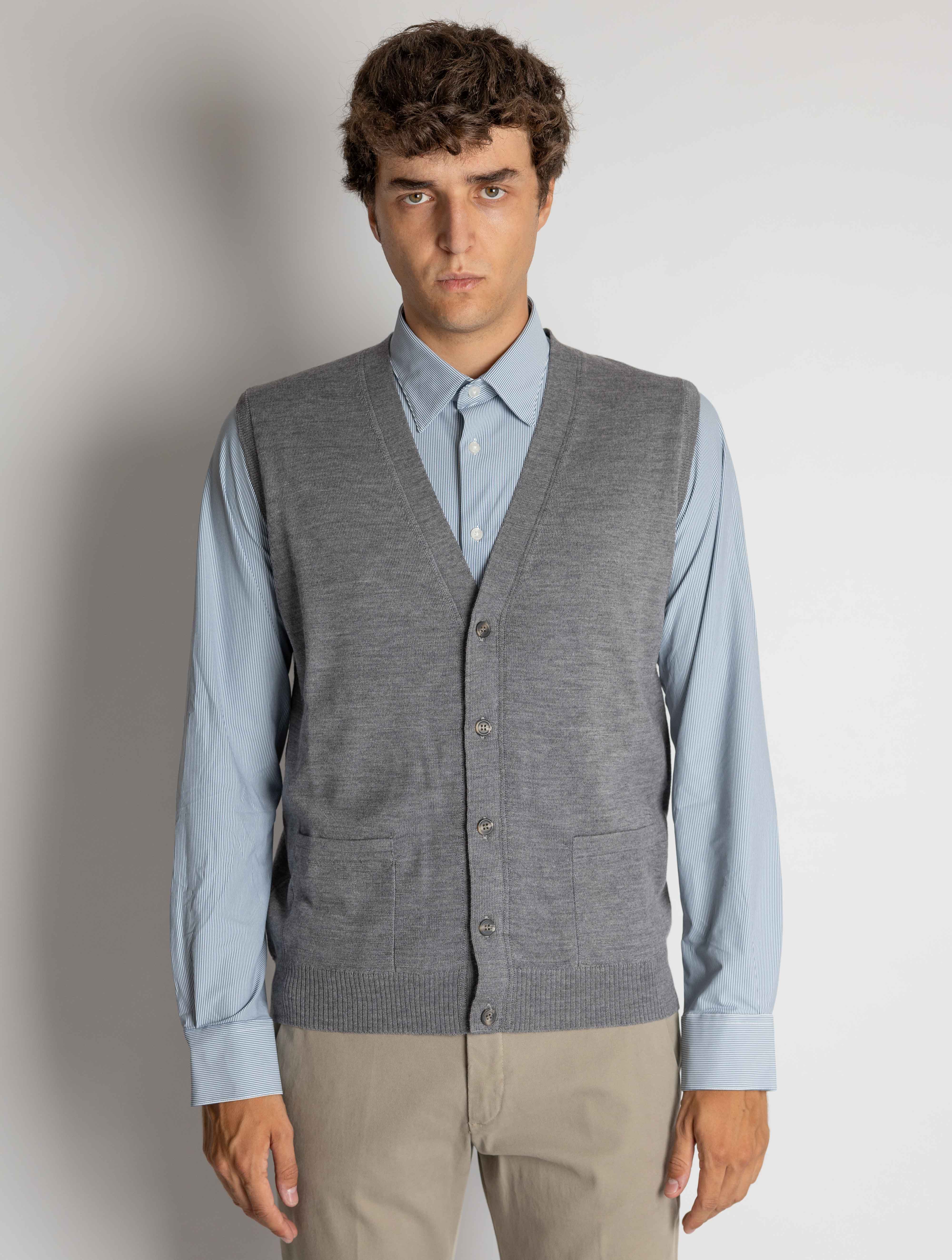 ALPHA STUDIO Gilet con Scollo a V Grigio