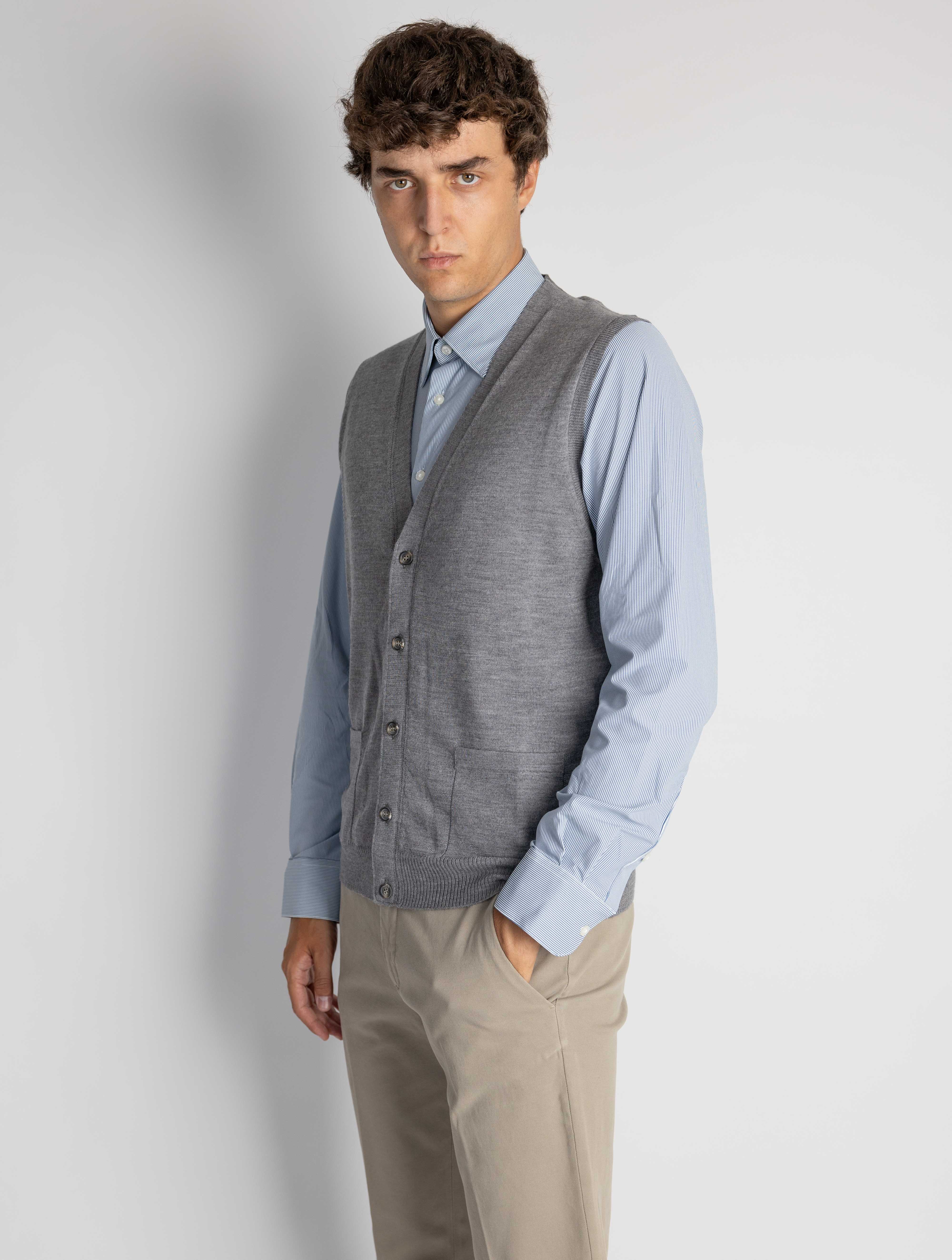 Gray V-Neck Vest