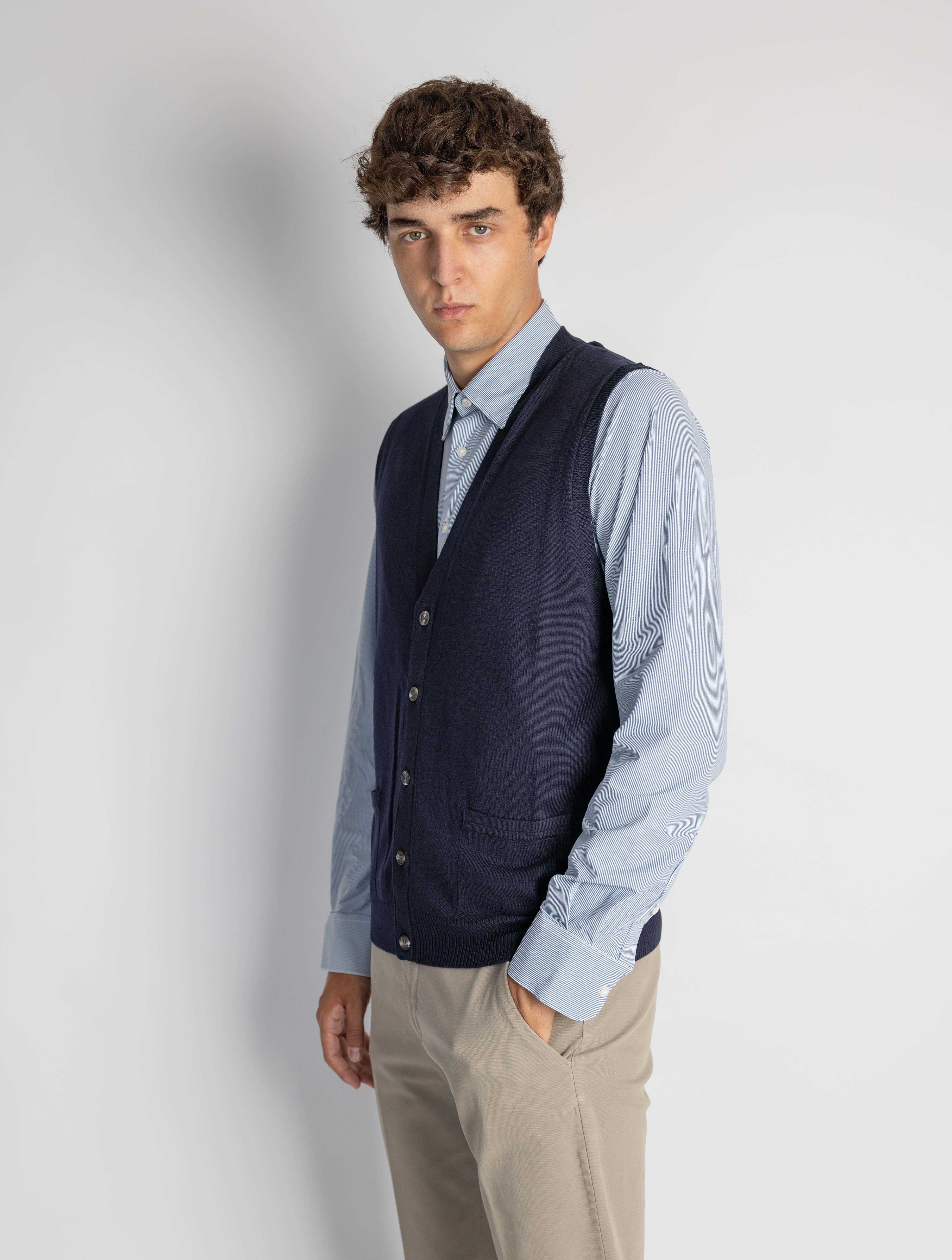 Blue V-Neck Vest