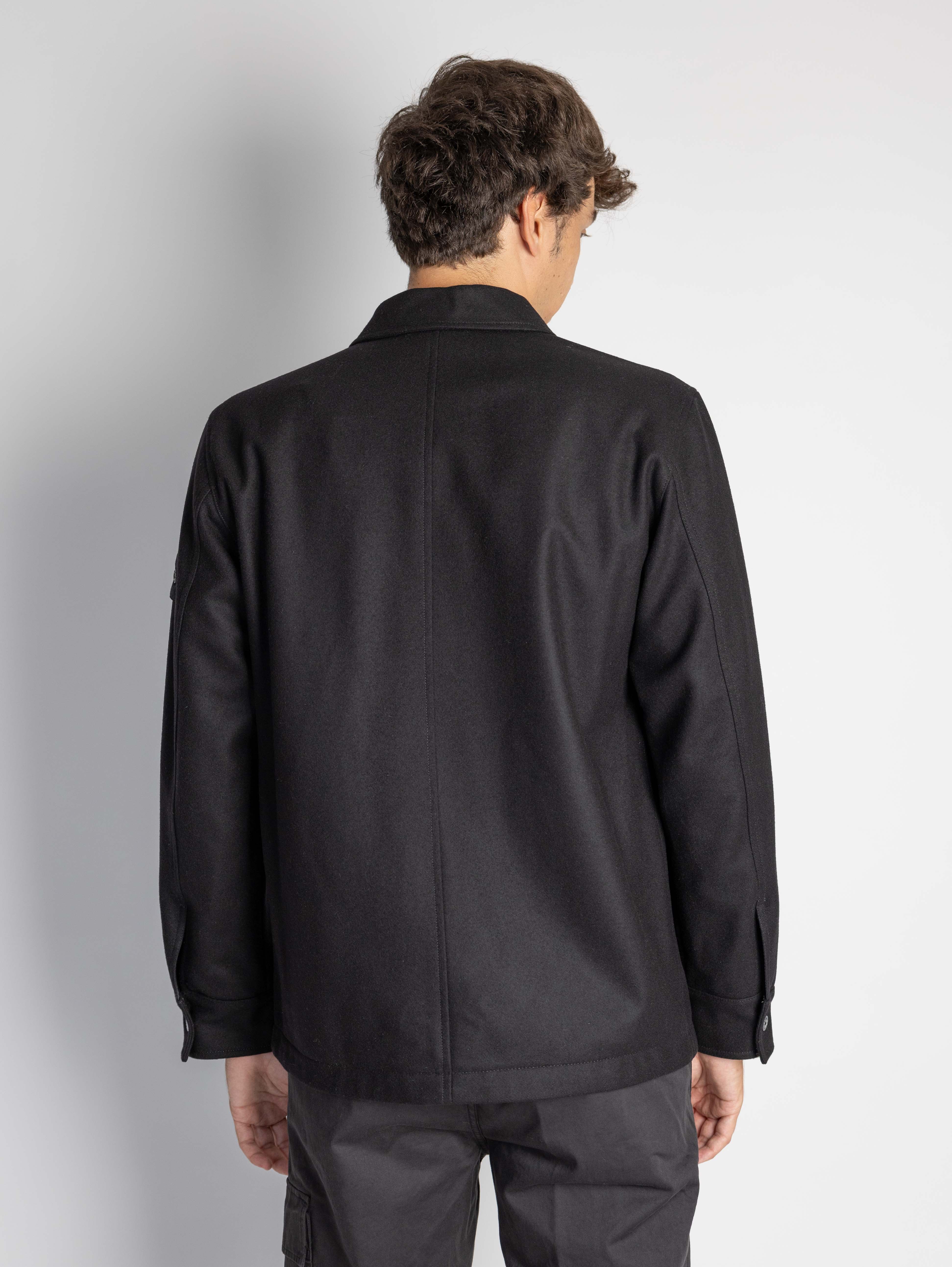 Overshirt in Ghost Black Wool Fabric