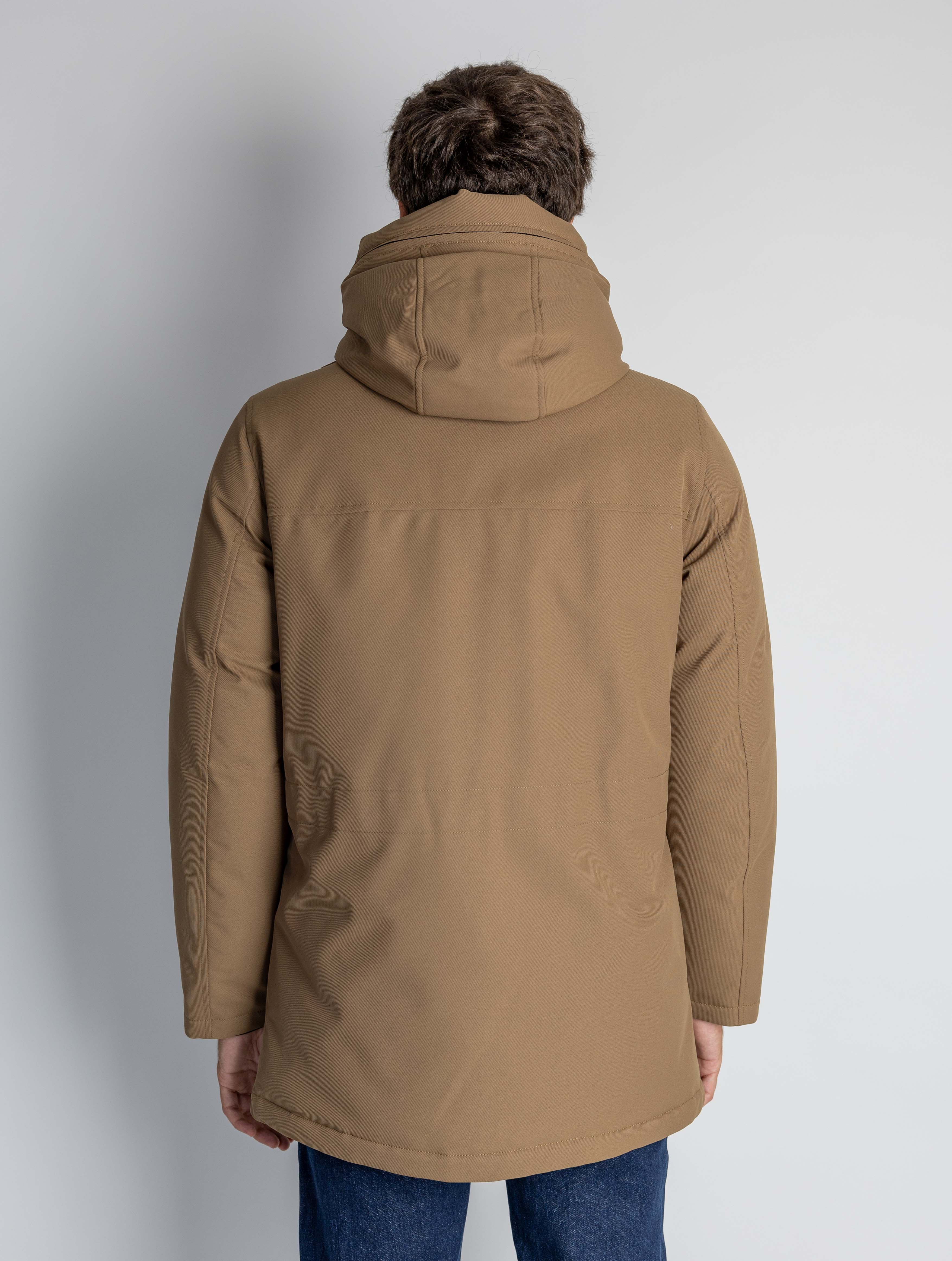 Parka con Cappuccio in Twill Beige