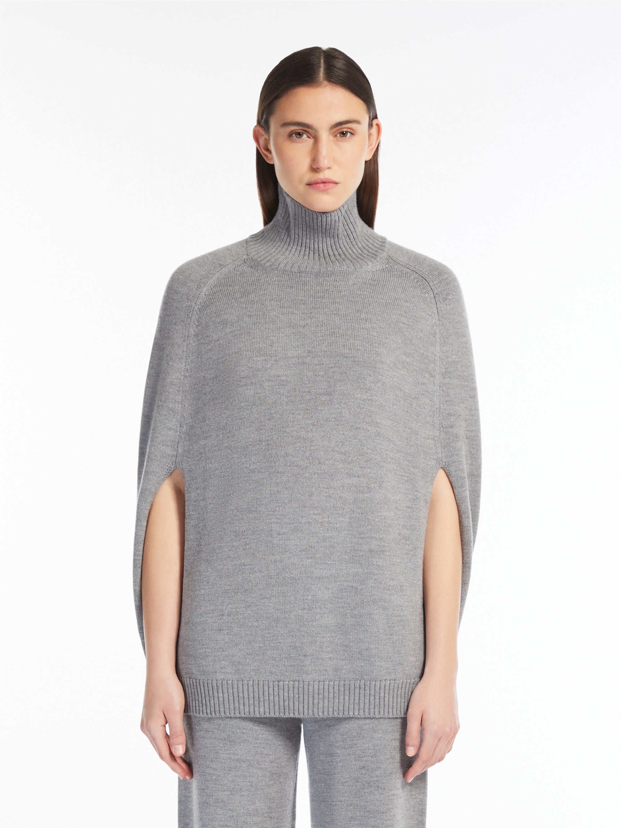 MAX MARA LEISURE Cappa in Lana con Collo Alto Grigio