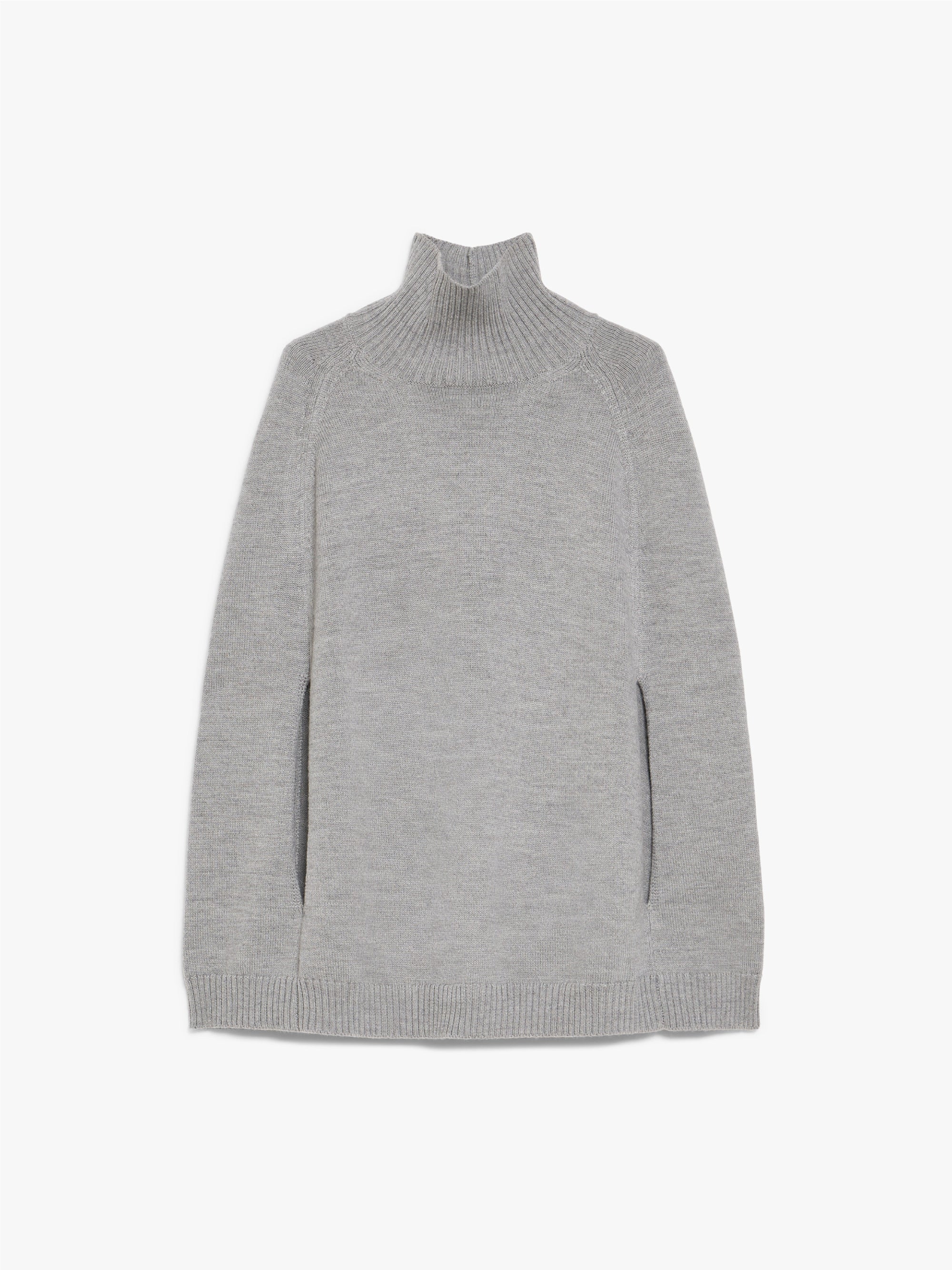 Gray High Neck Wool Cape