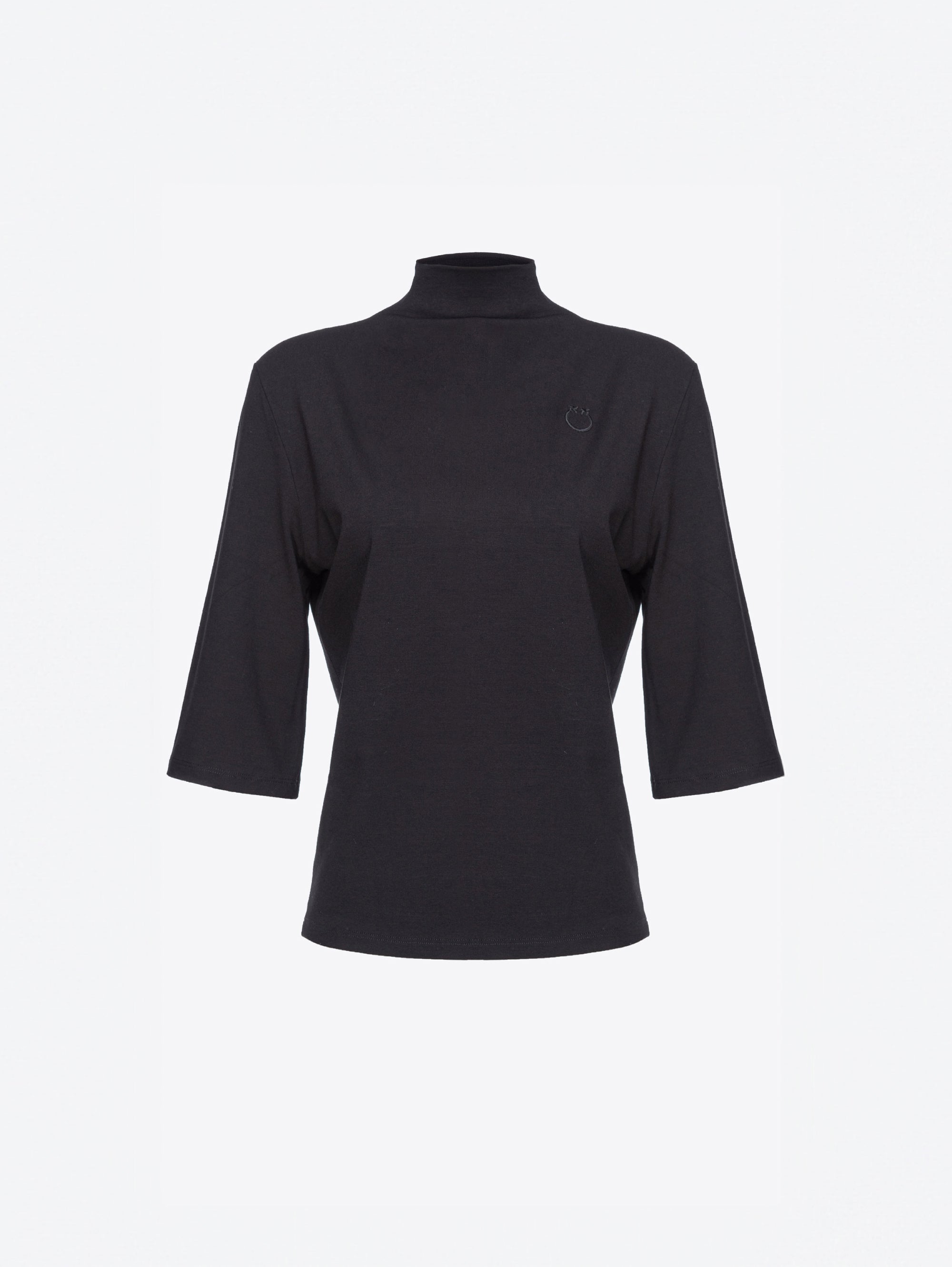 PINKO-Maglia con Mezzo Collo in Jersey Nero-TRYME Shop