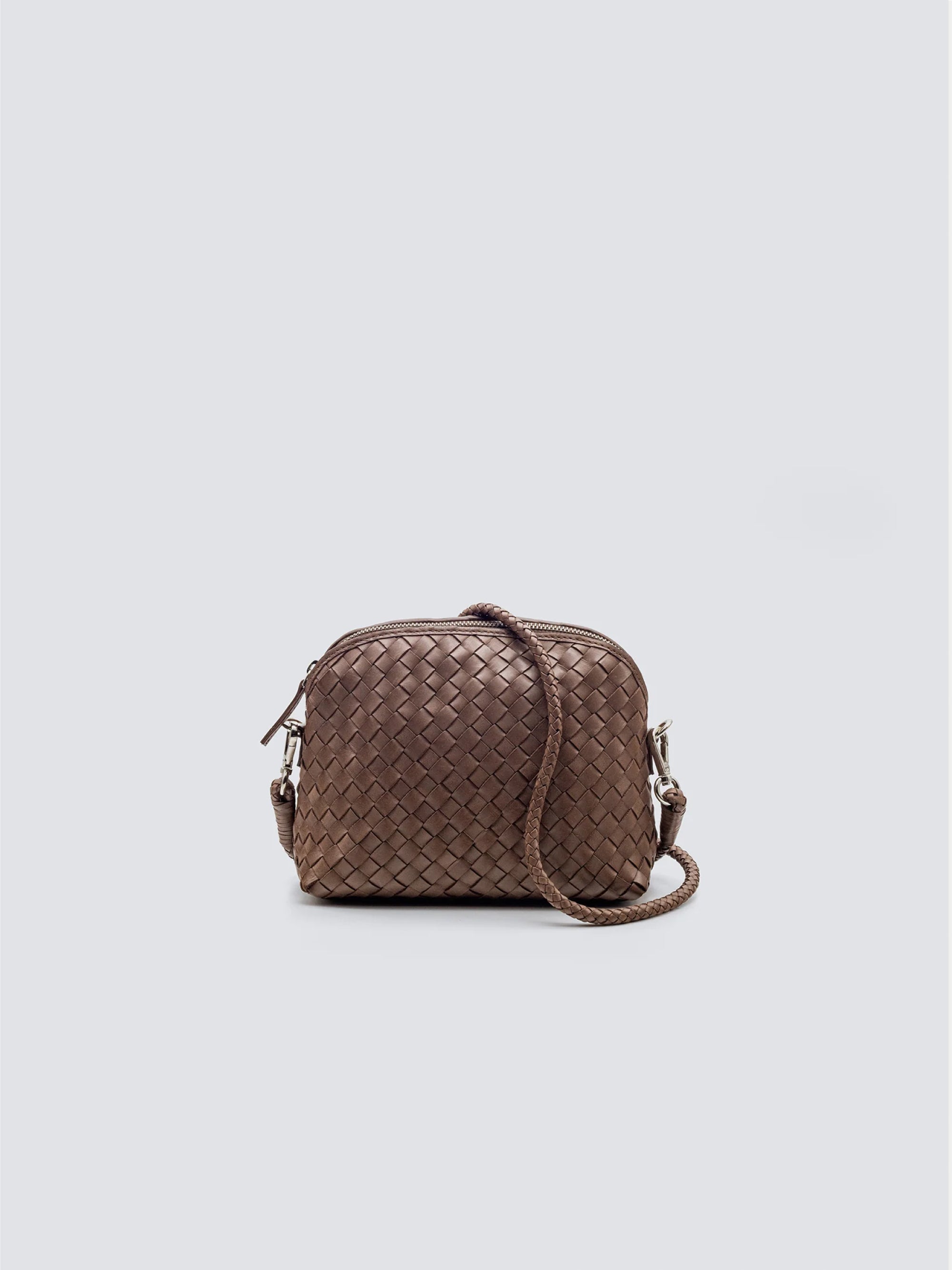 DRAGON DIFFUSION-Borsa a Tracolla in Pelle Intrecciata Chunky Fellini Marrone-TRYME Shop