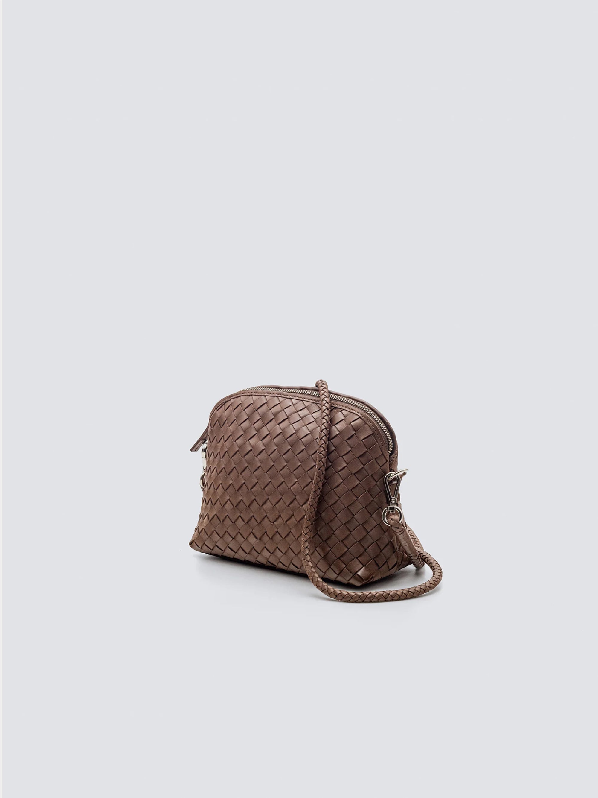 Brown Fellini Chunky Woven Leather Shoulder Bag