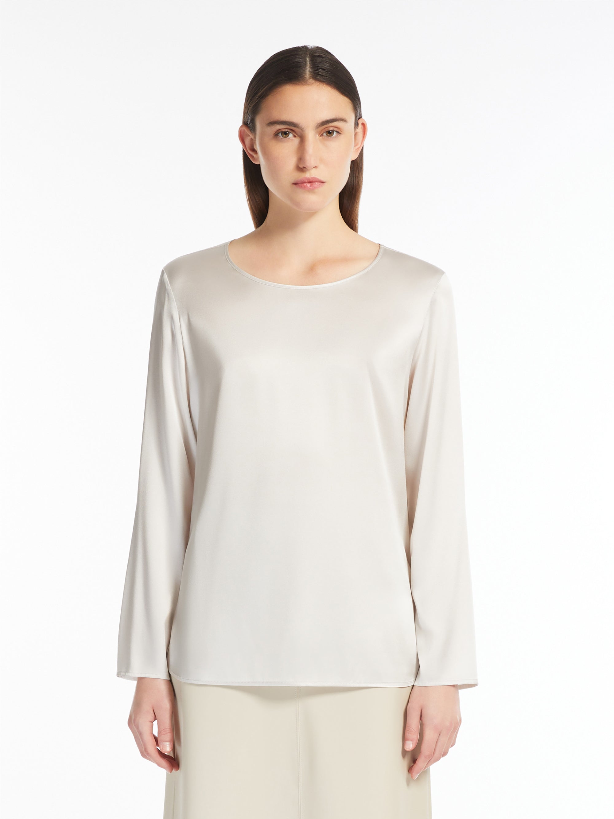 MAX MARA LEISURE-Blusa in Raso di Seta Stretch Ghiaccio-TRYME Shop