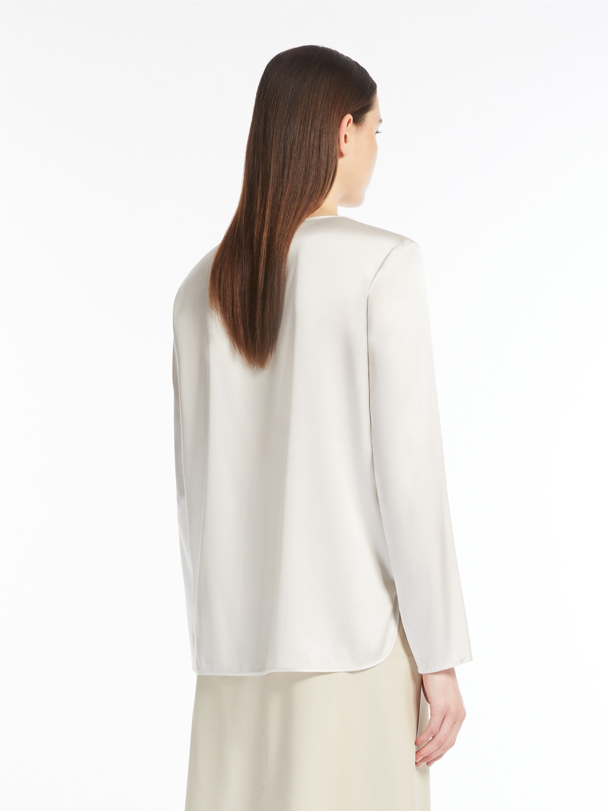 Blusa in Raso di Seta Stretch Ghiaccio