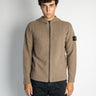 STONE ISLAND-Maglia con Zip e Cappuccio in Lana Noce-TRYME Shop