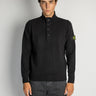 STONE ISLAND-Maglia con Mezza Zip e Bottoni Nero-TRYME Shop