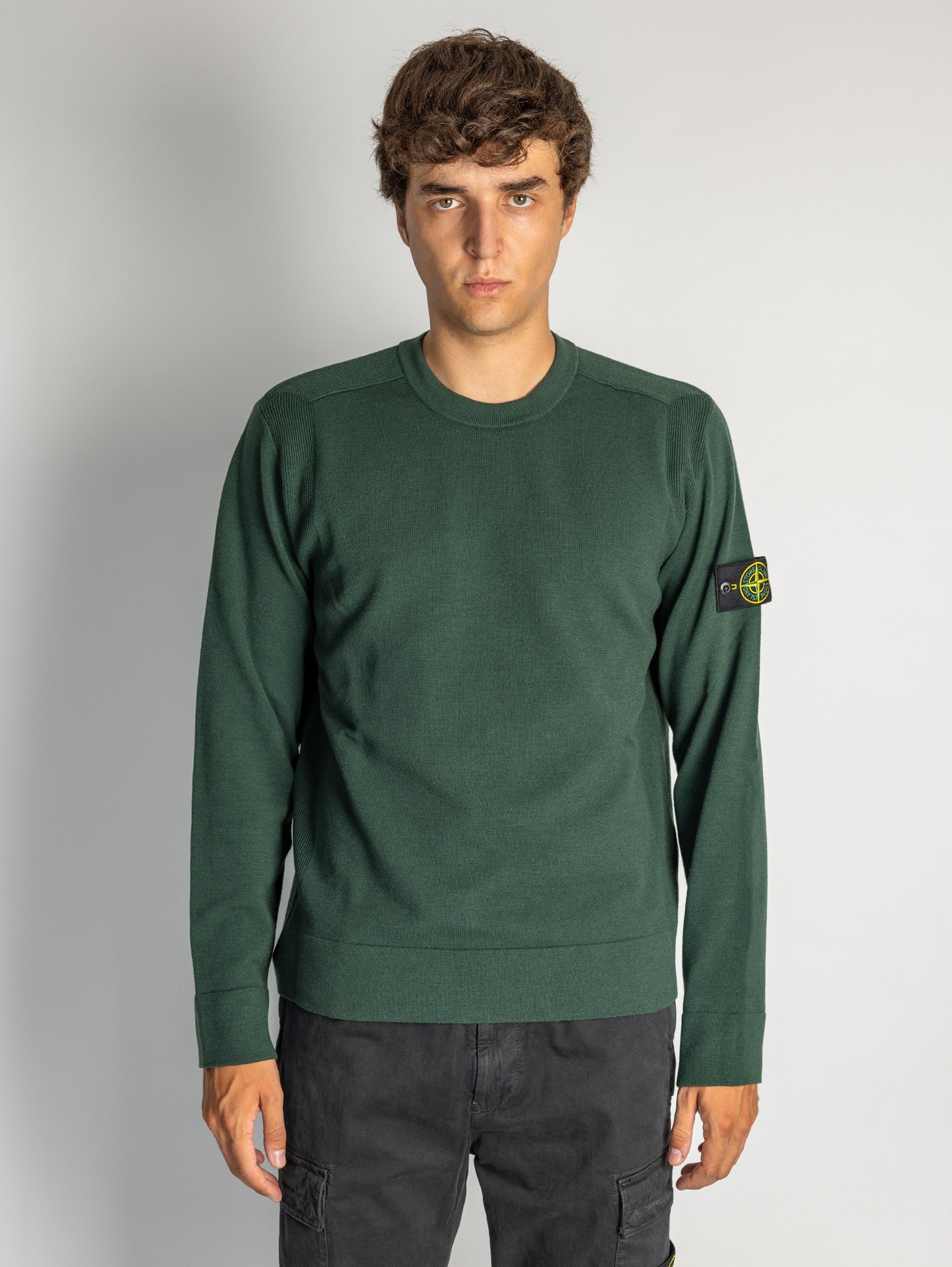 STONE ISLAND Maglia Girocollo in Lana Rasata Muschio