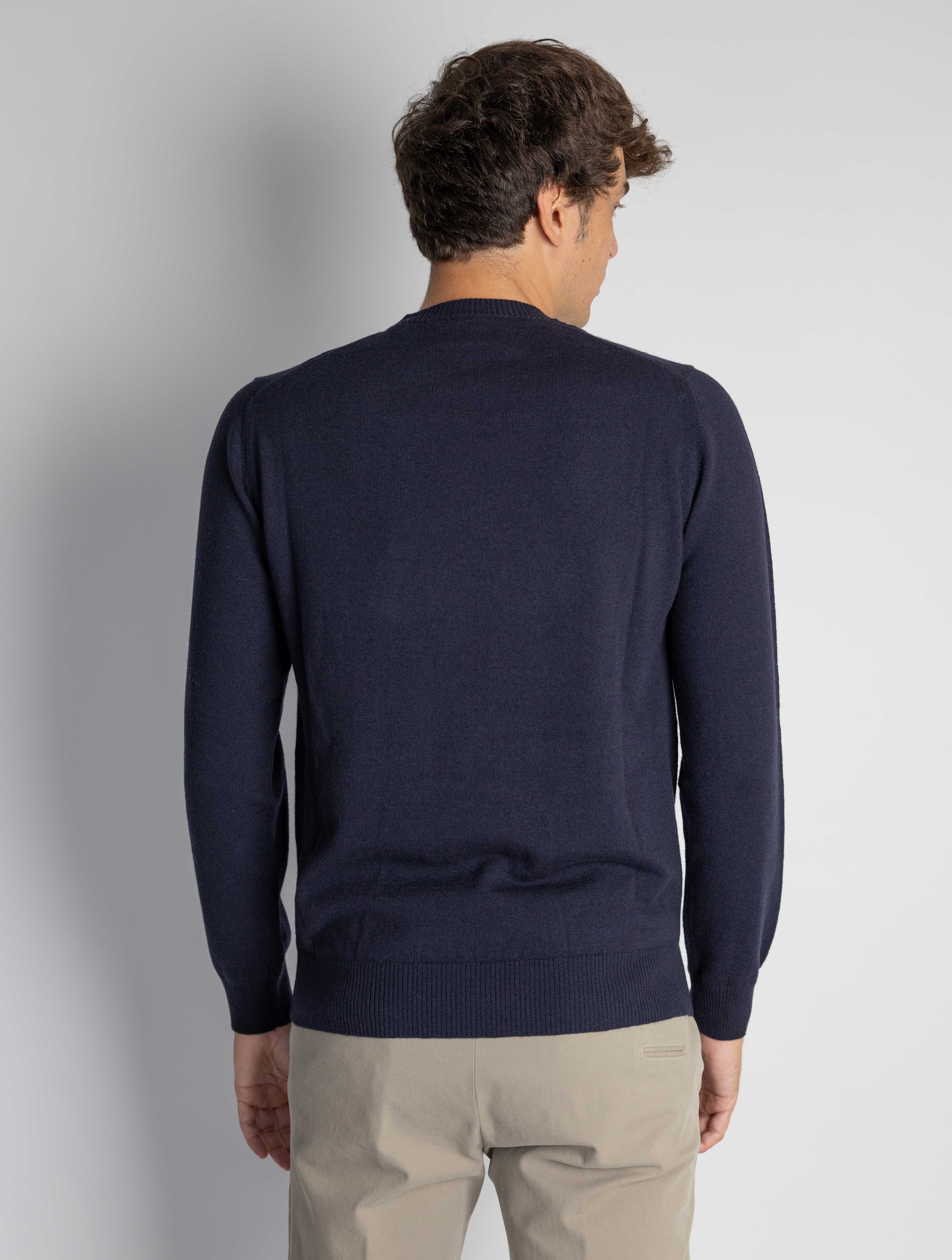 Blue Wool Crew Neck Sweater