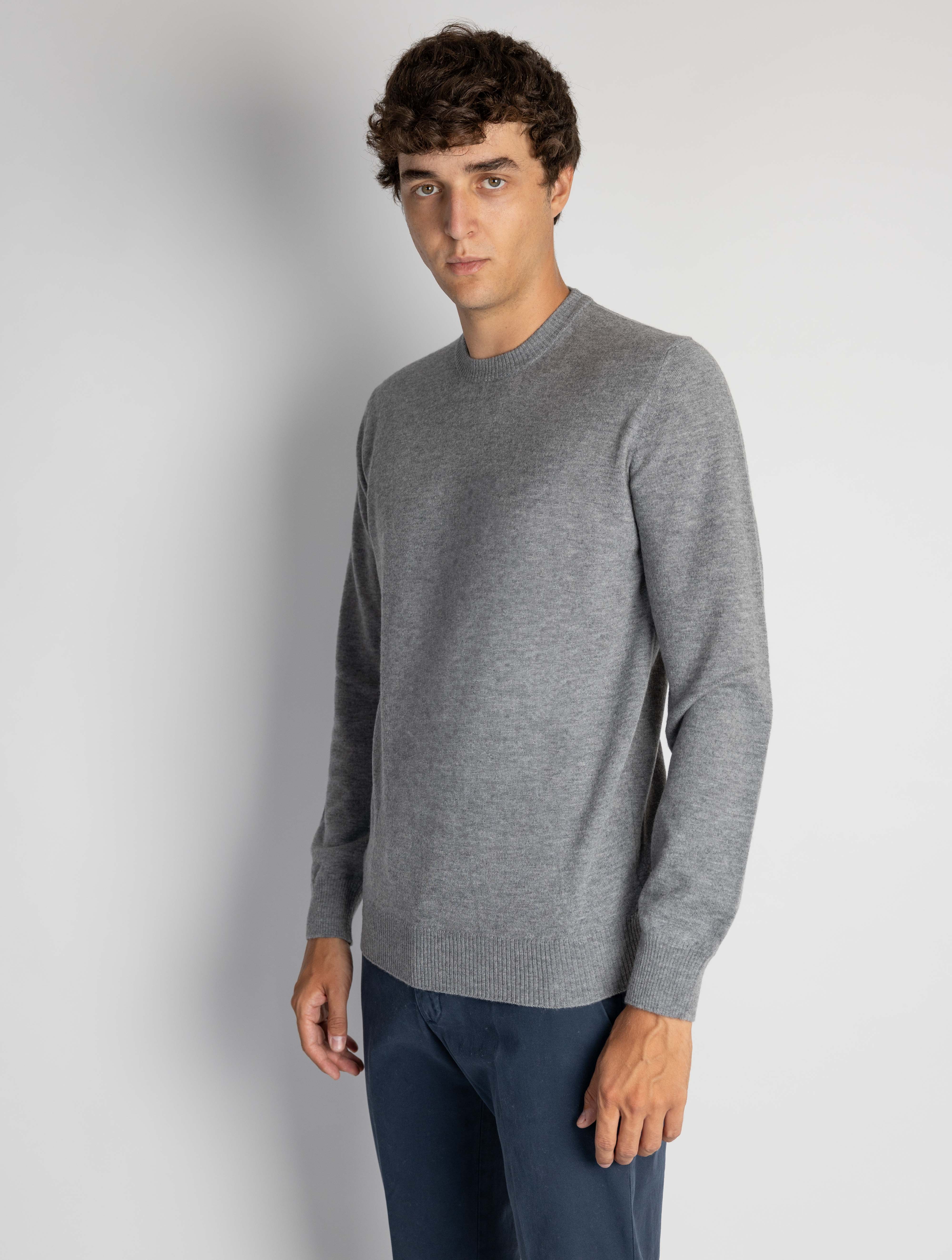 Gray Wool Crew Neck Sweater