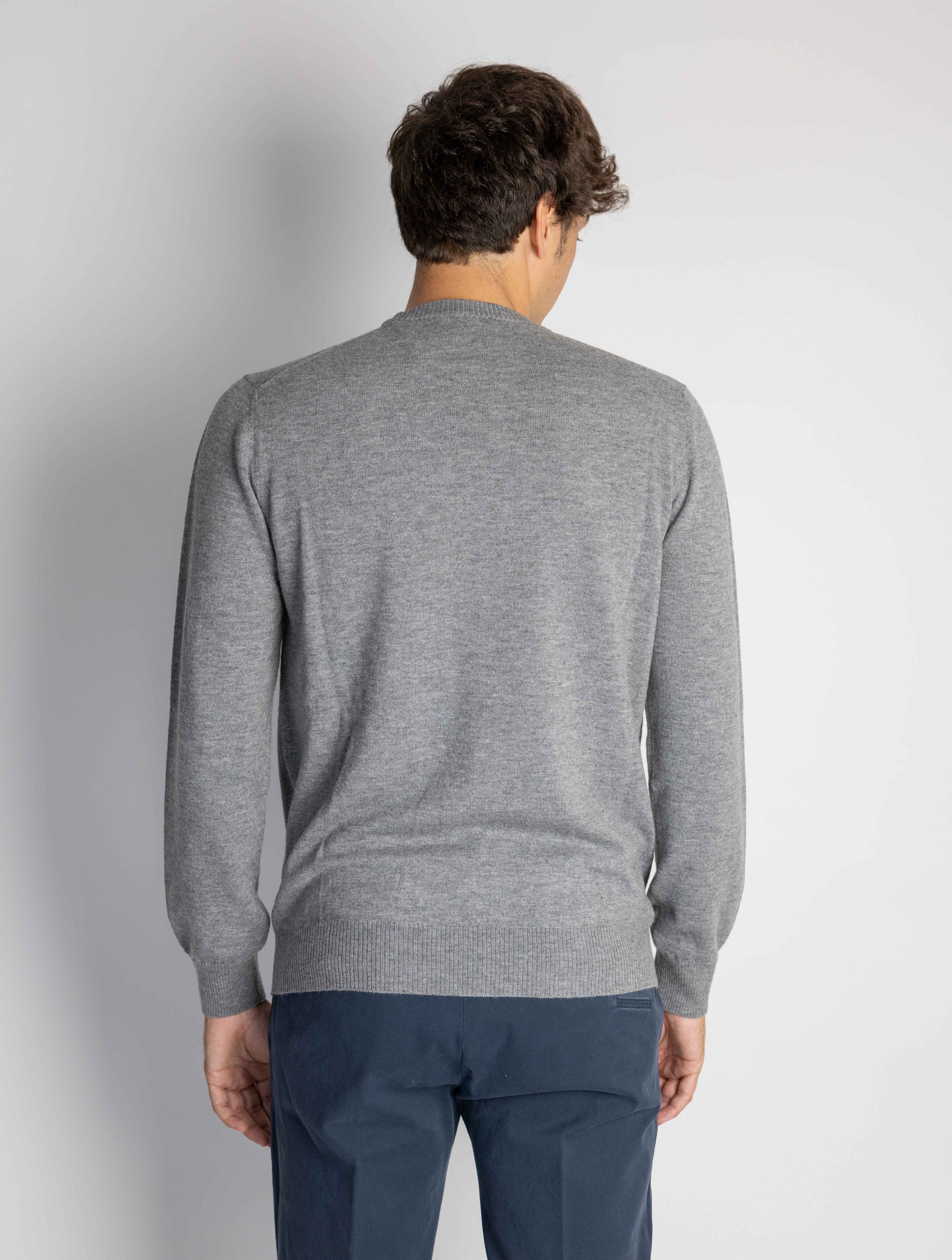 Gray Wool Crew Neck Sweater