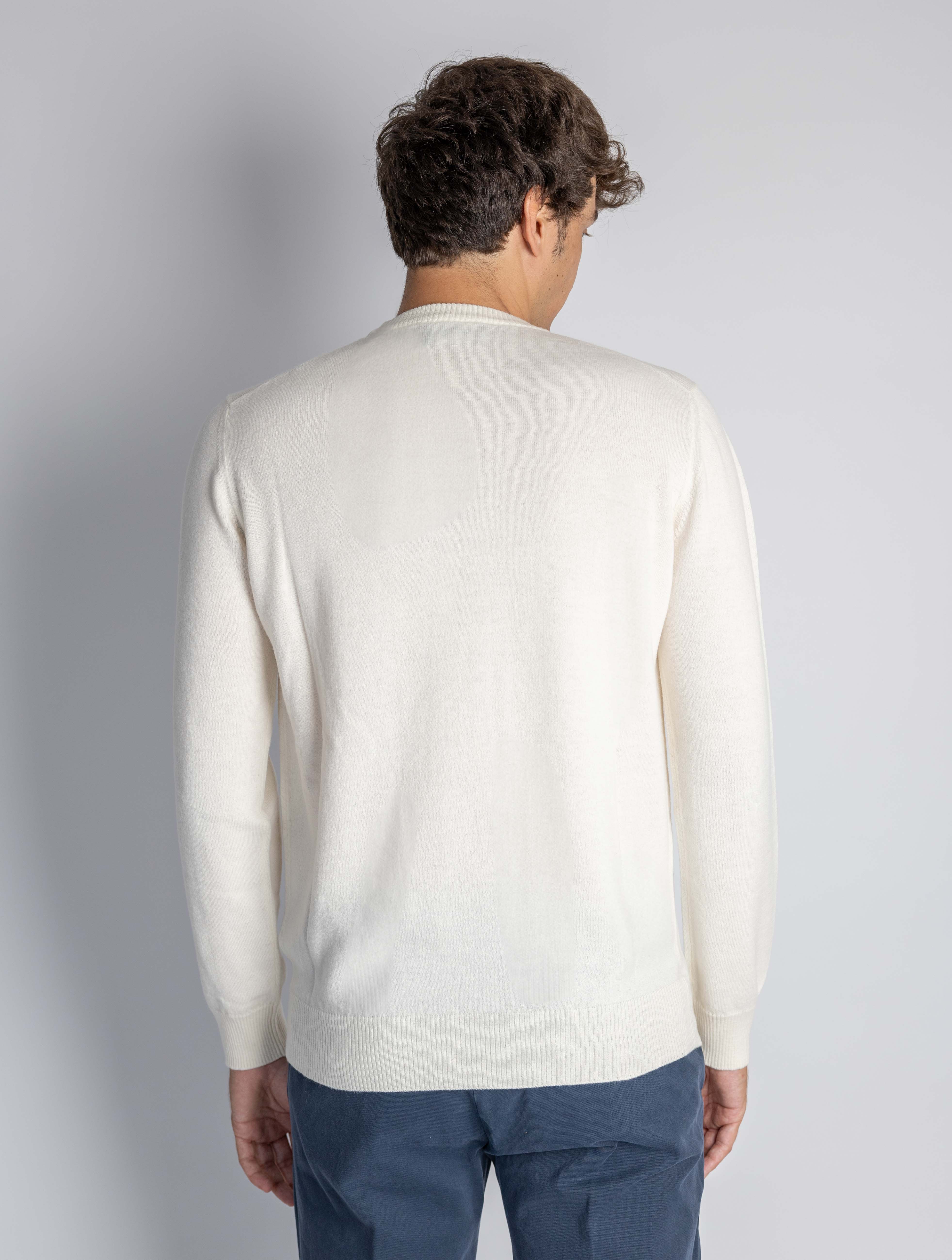 Wool Crew Neck Sweater in Milk