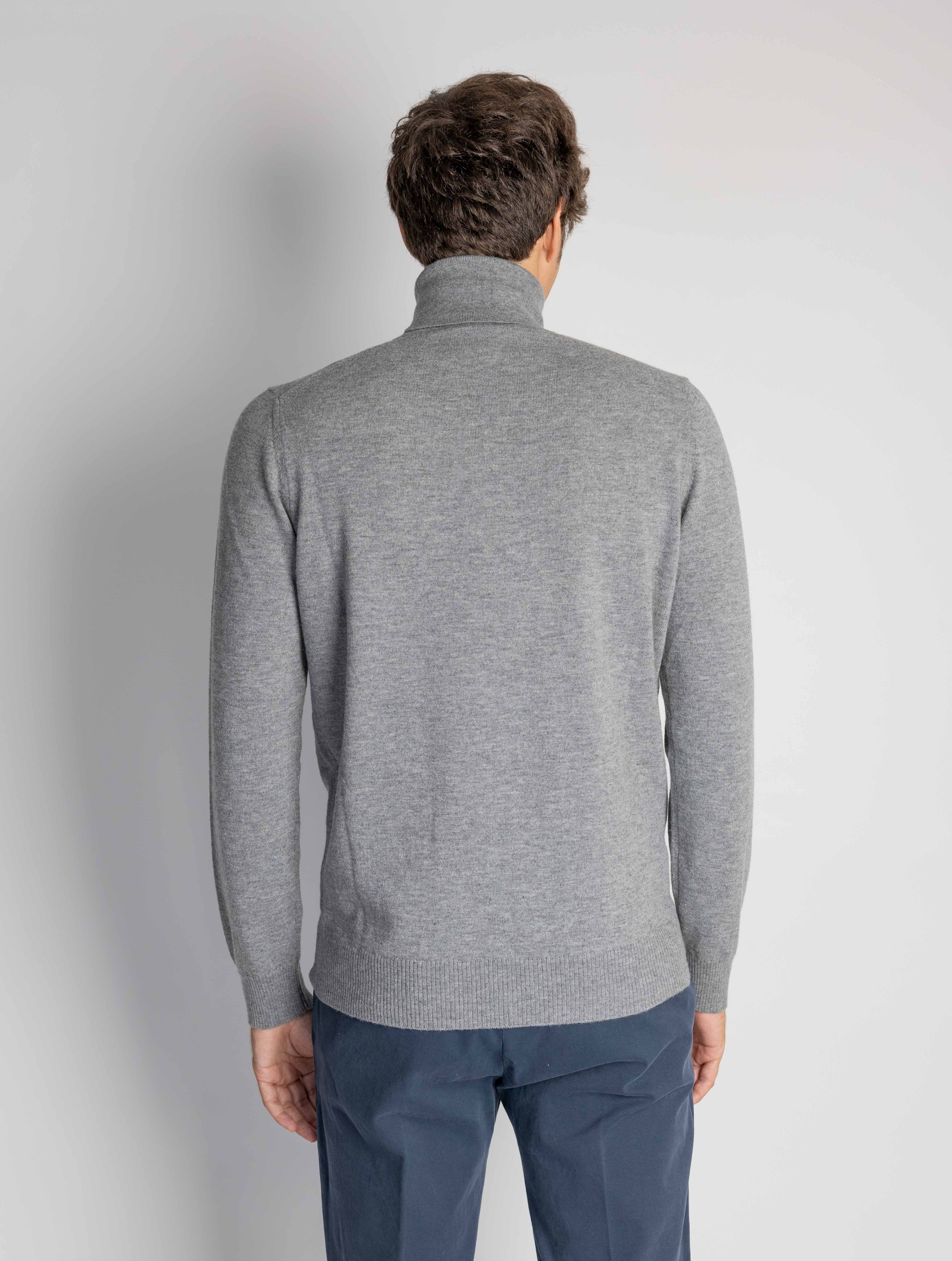 Gray Geelong Wool Turtleneck Sweater