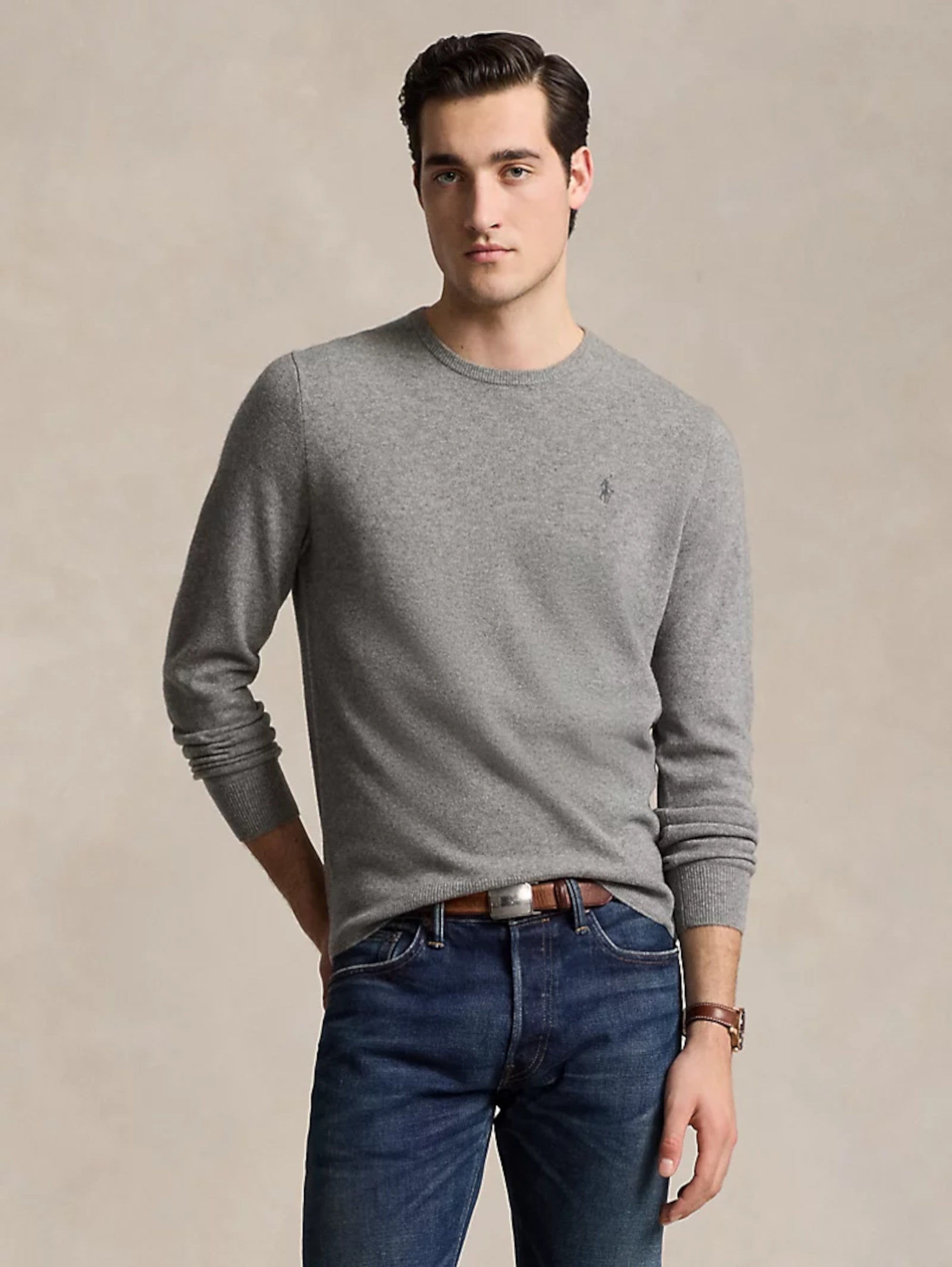 RALPH LAUREN-Maglia Girocollo in Lana Grigio-TRYME Shop