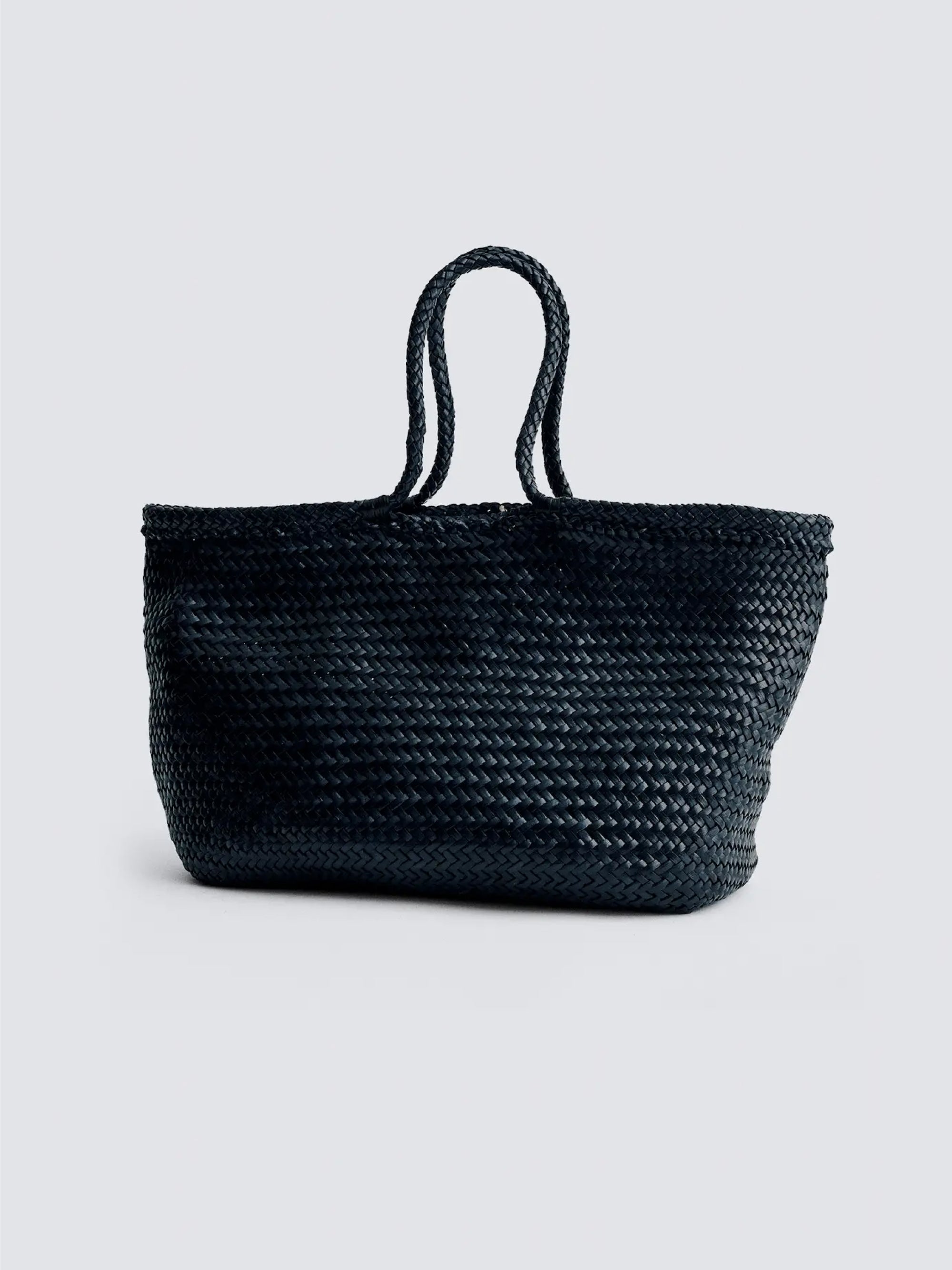 Montopoli Black Woven Leather Handbag