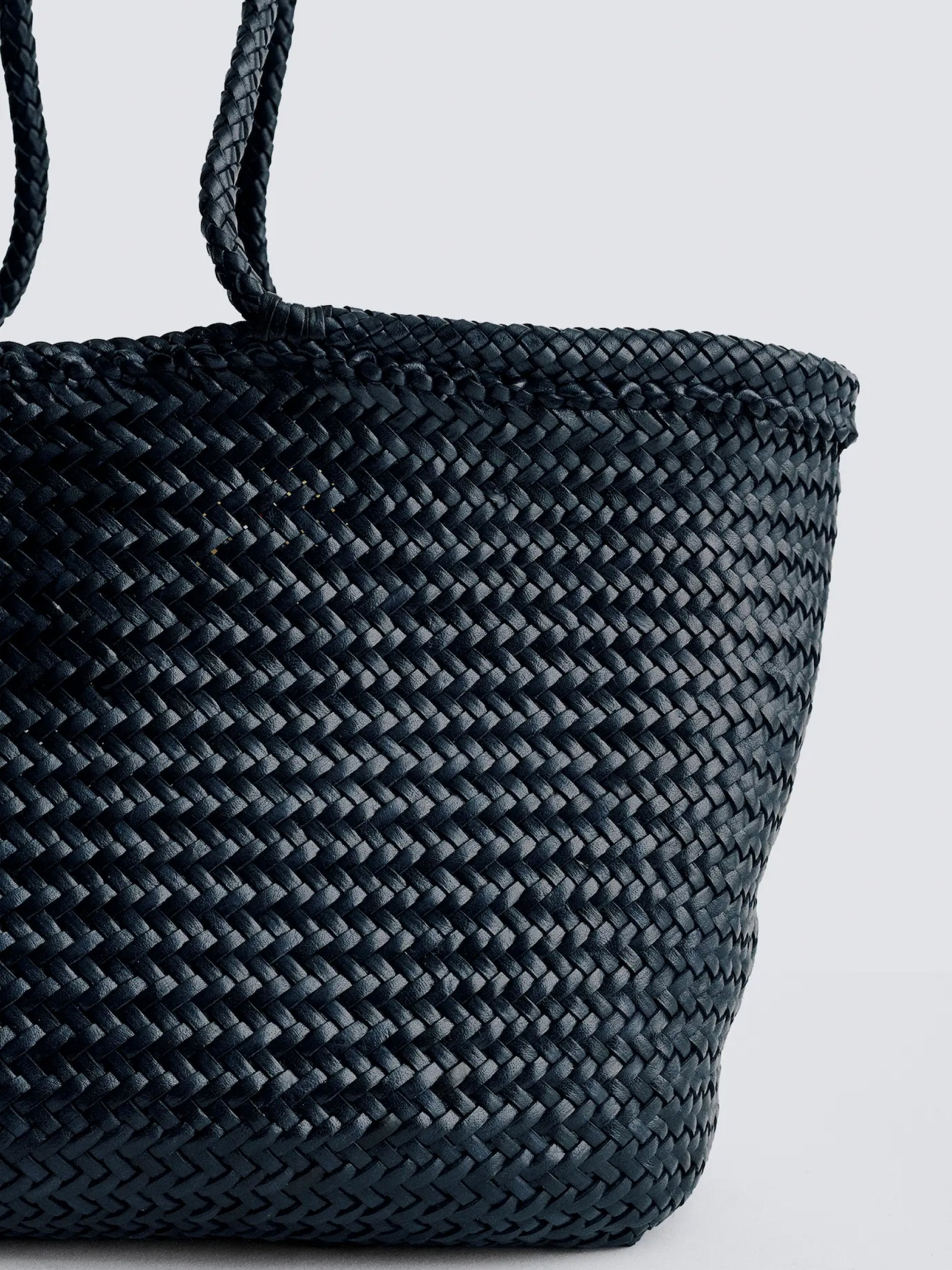 Montopoli Black Woven Leather Handbag