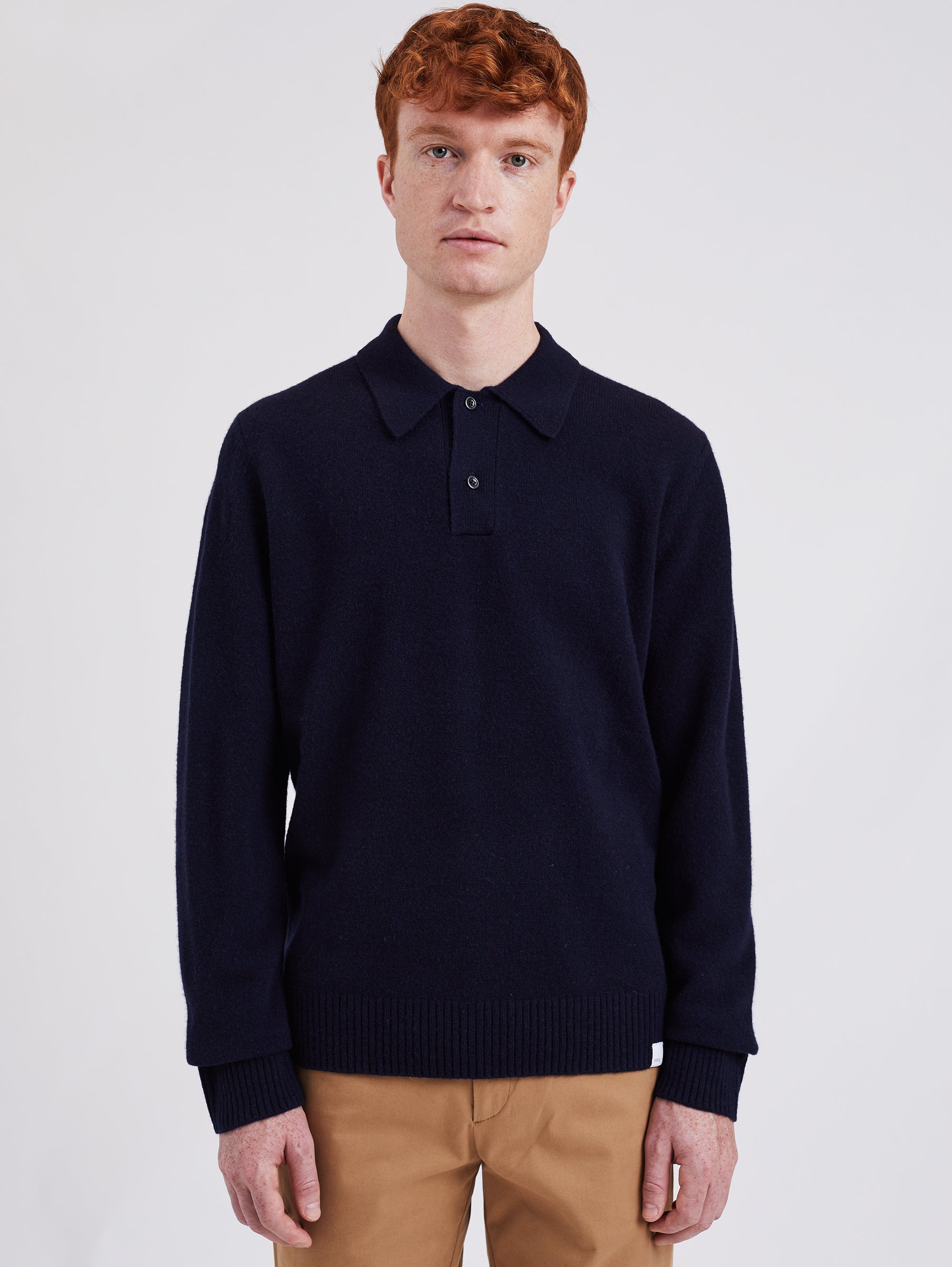 NORSE PROJECTS Polo in Maglia di Lana Merinos Blu