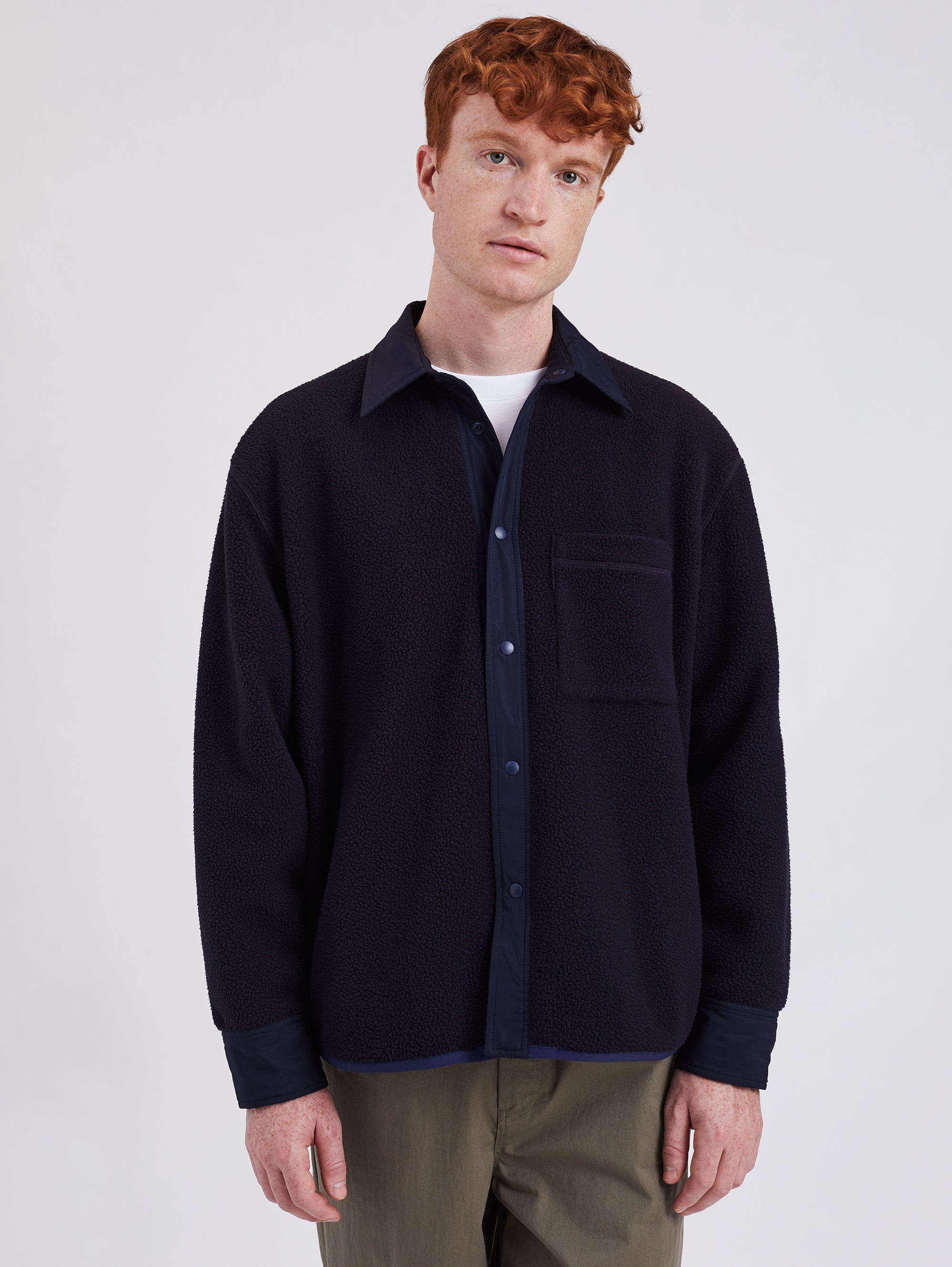 NORSE PROJECTS Overshirt Reversibile in Pile e Nylon Ulrik Blu