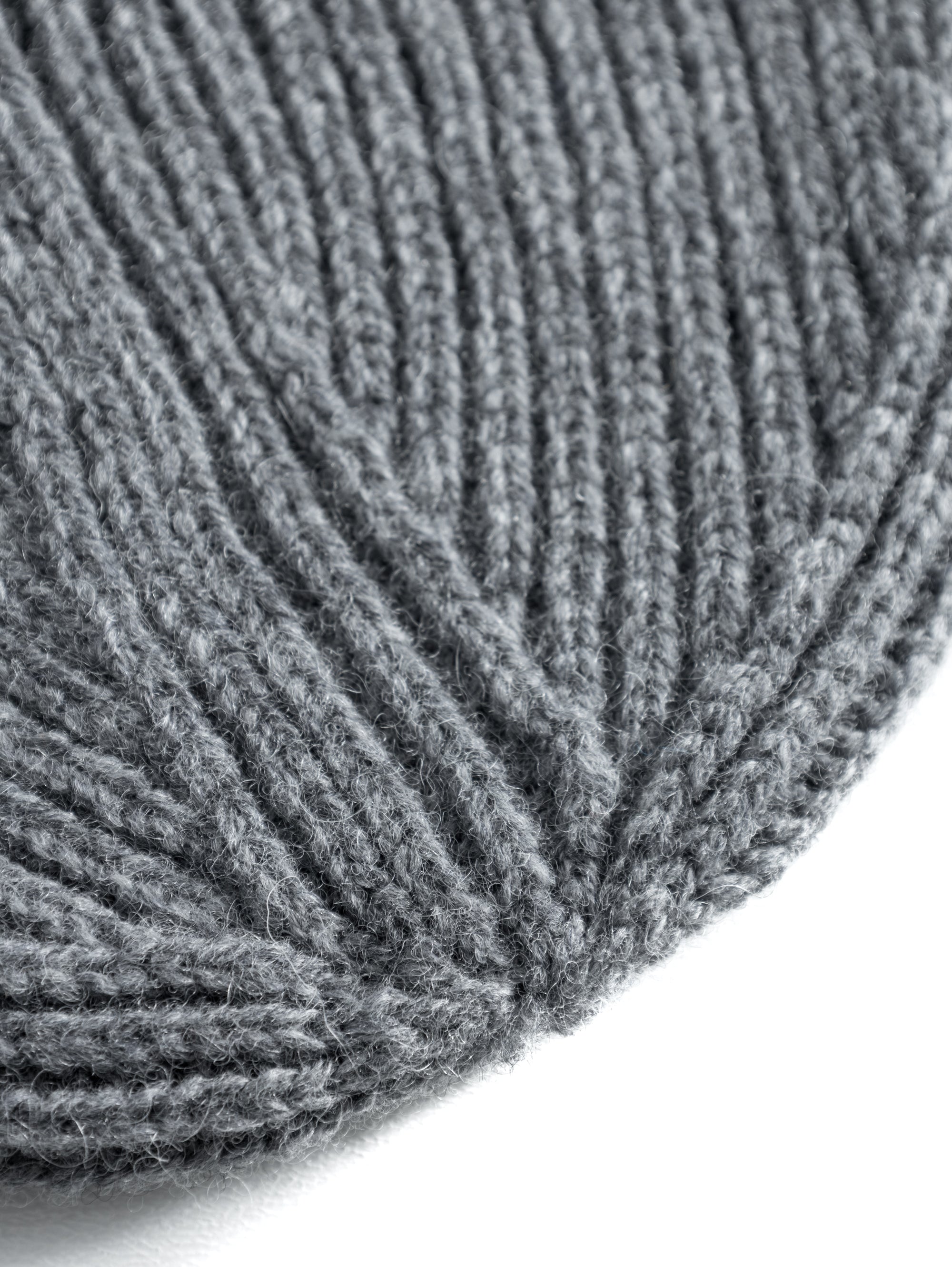 Gray Ribbed Wool Hat