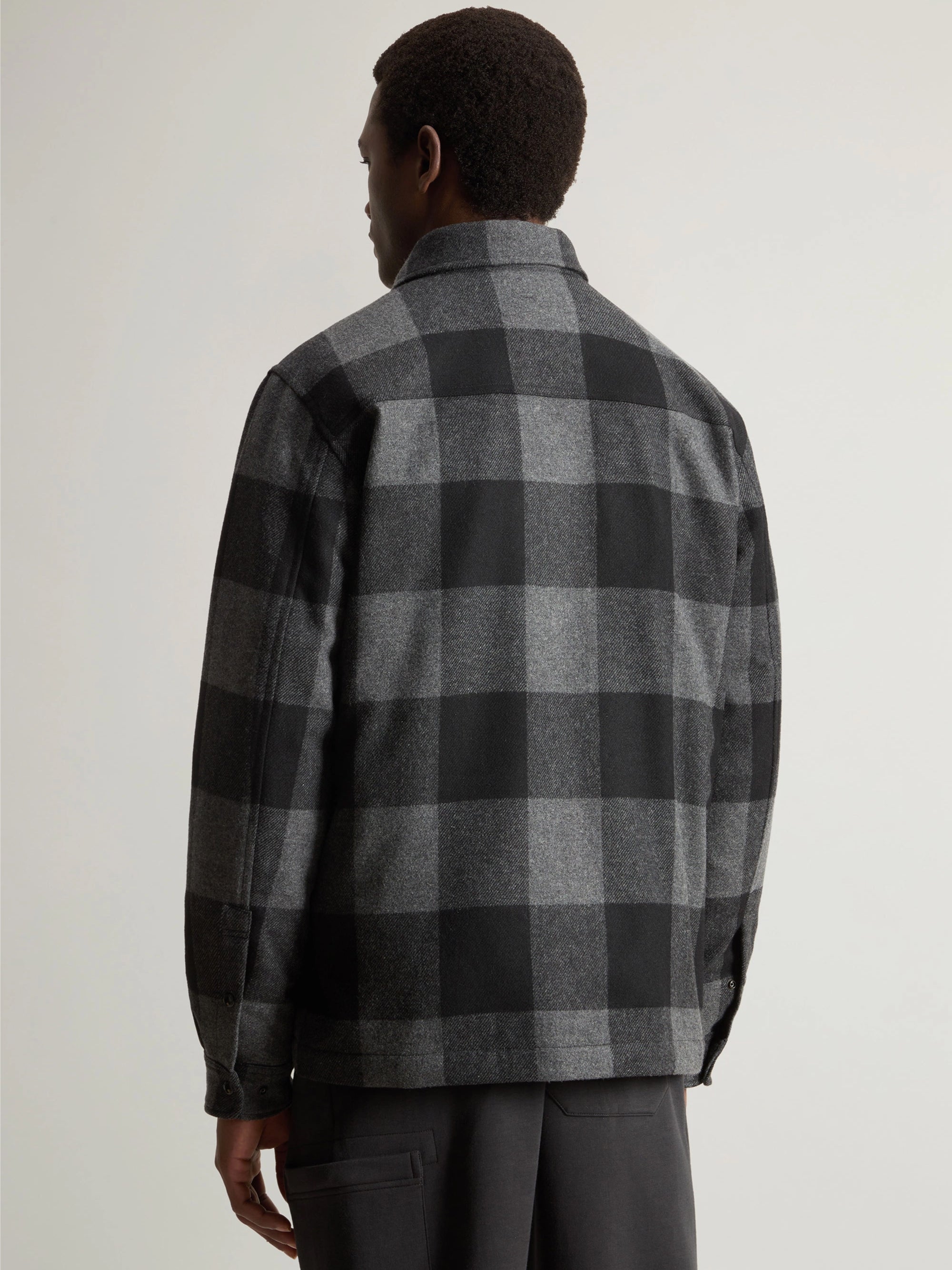 Padded Check Overshirt Gray