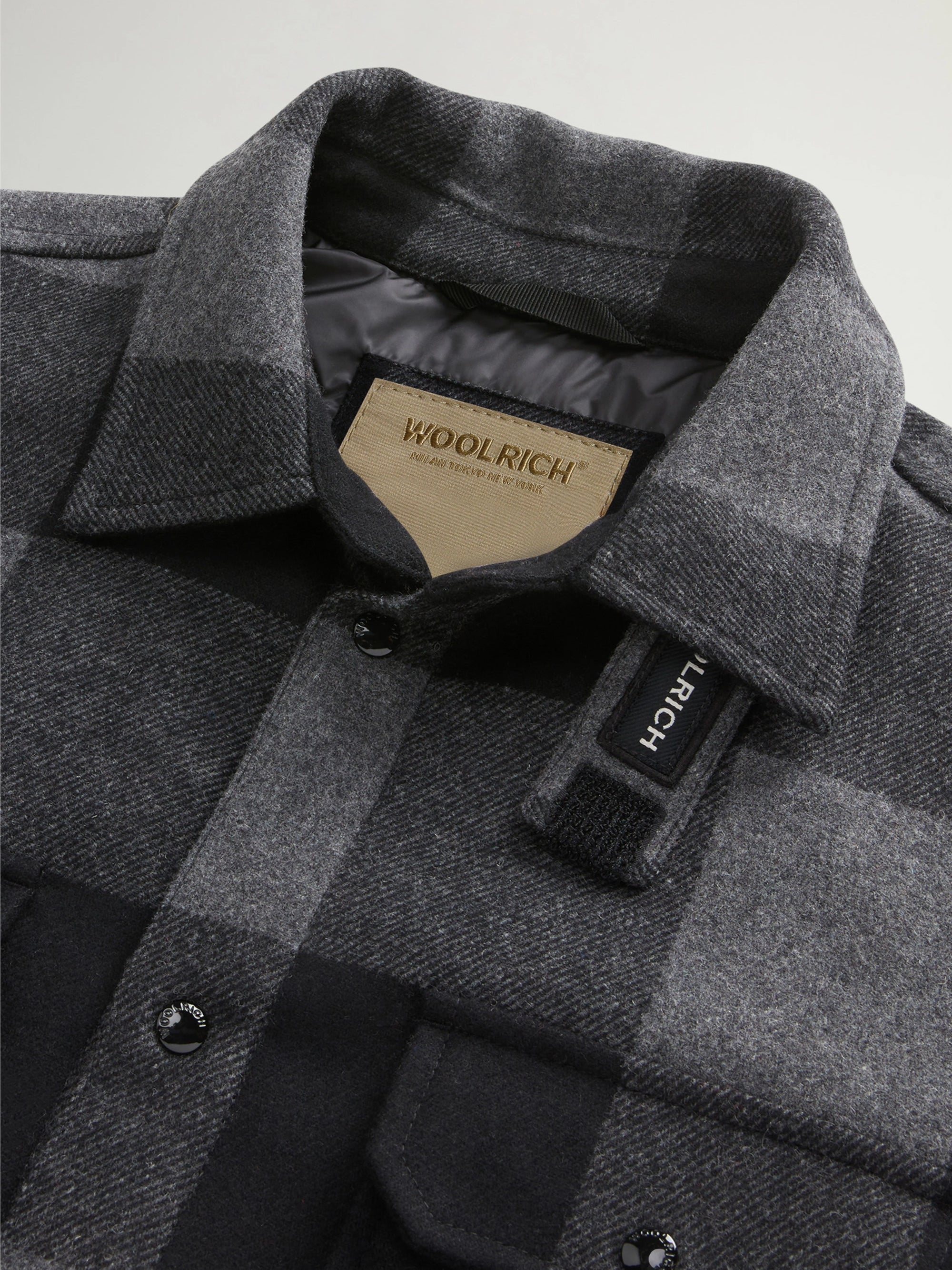 Padded Check Overshirt Gray