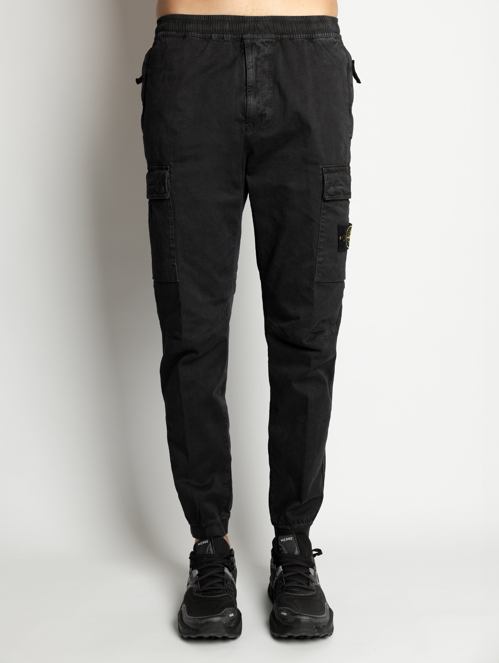 STONE ISLAND Pantaloni Cargo con Elastico Nero