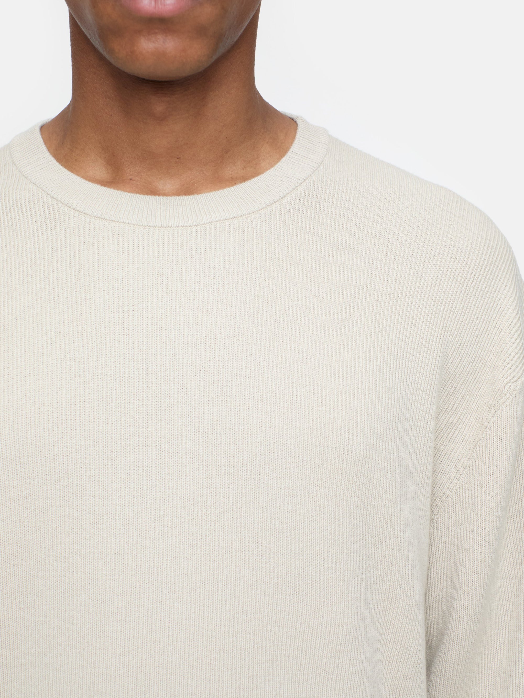 Beige Rippenpullover