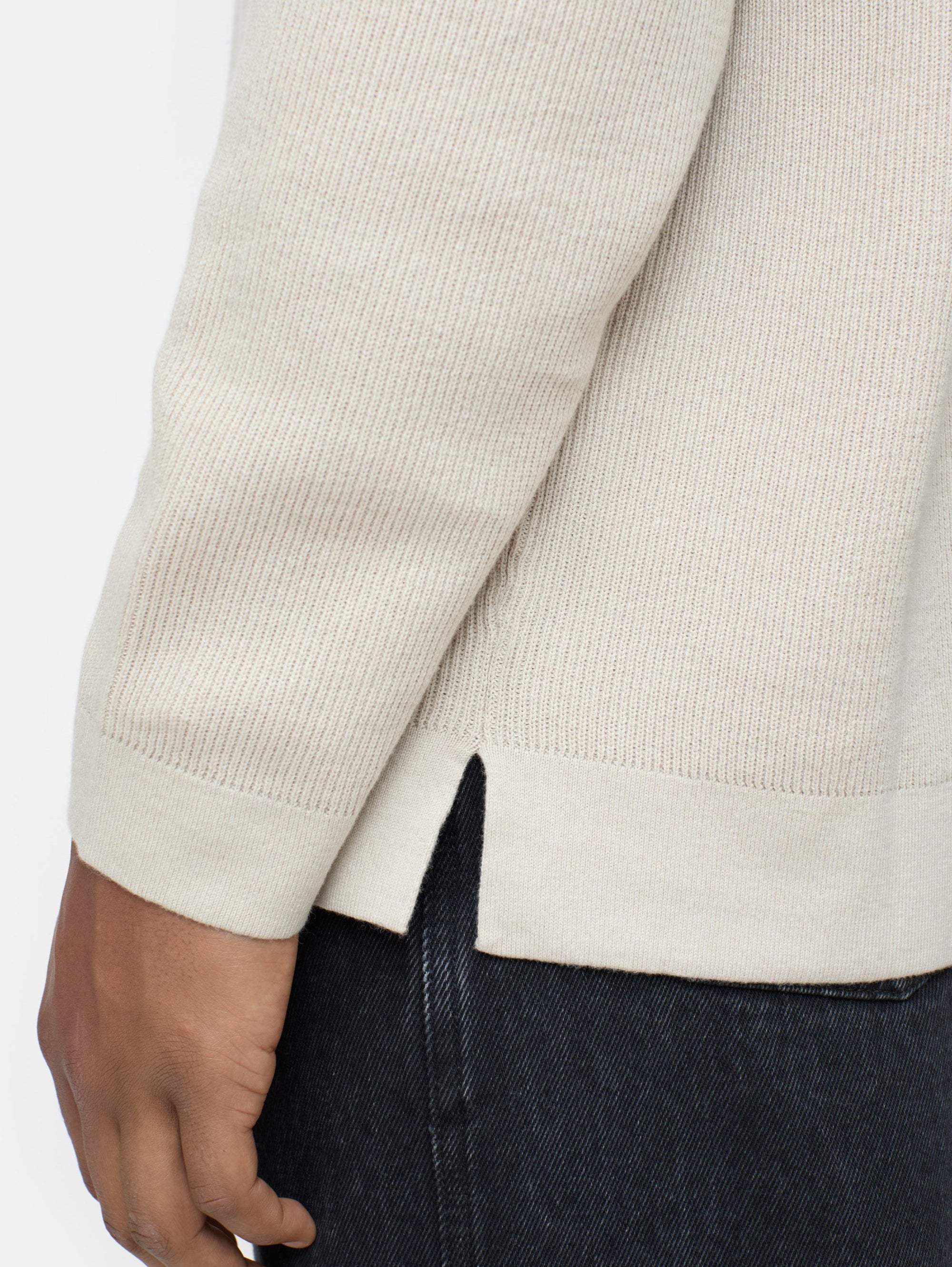 Beige Rippenpullover