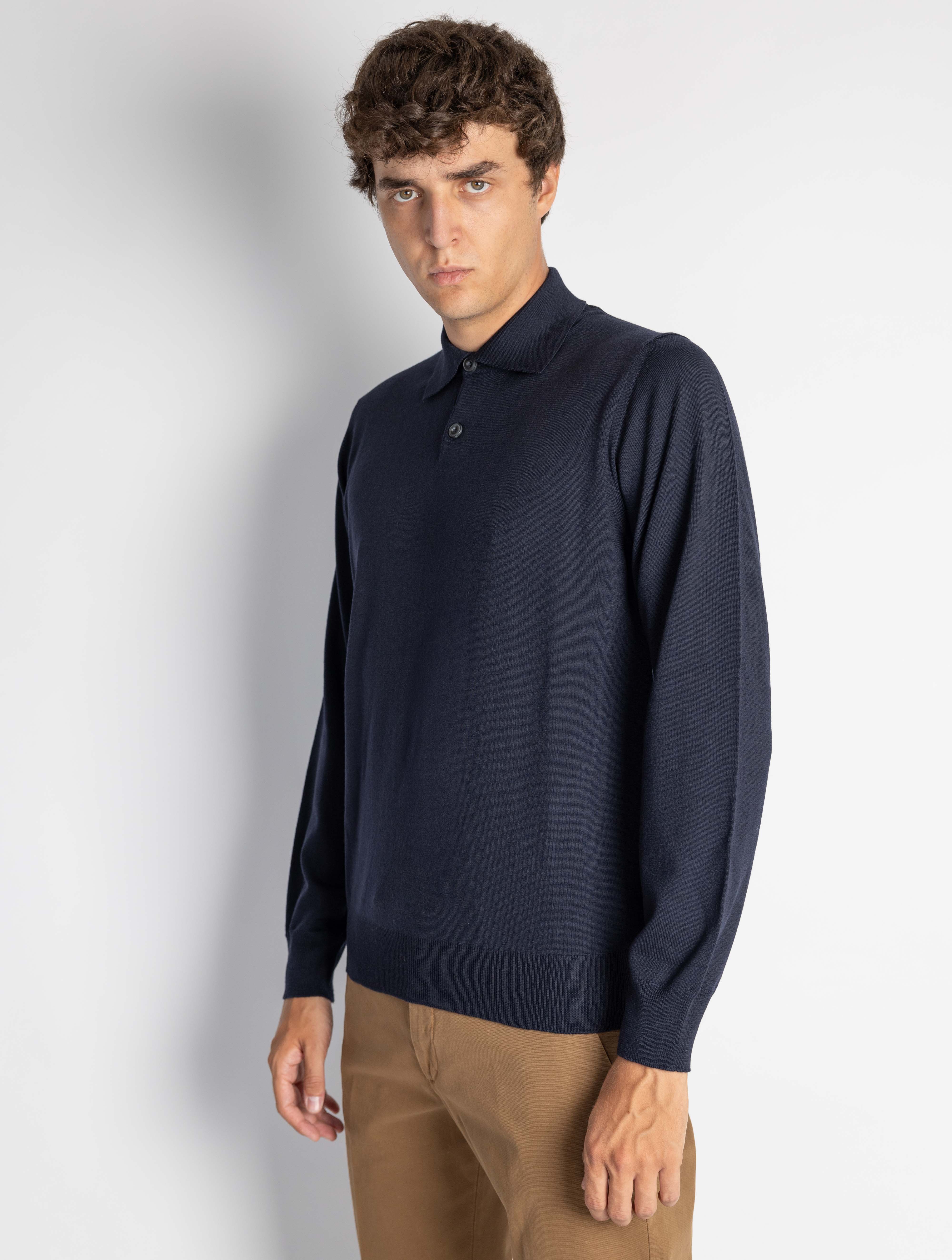 Long Sleeve Blue Polo