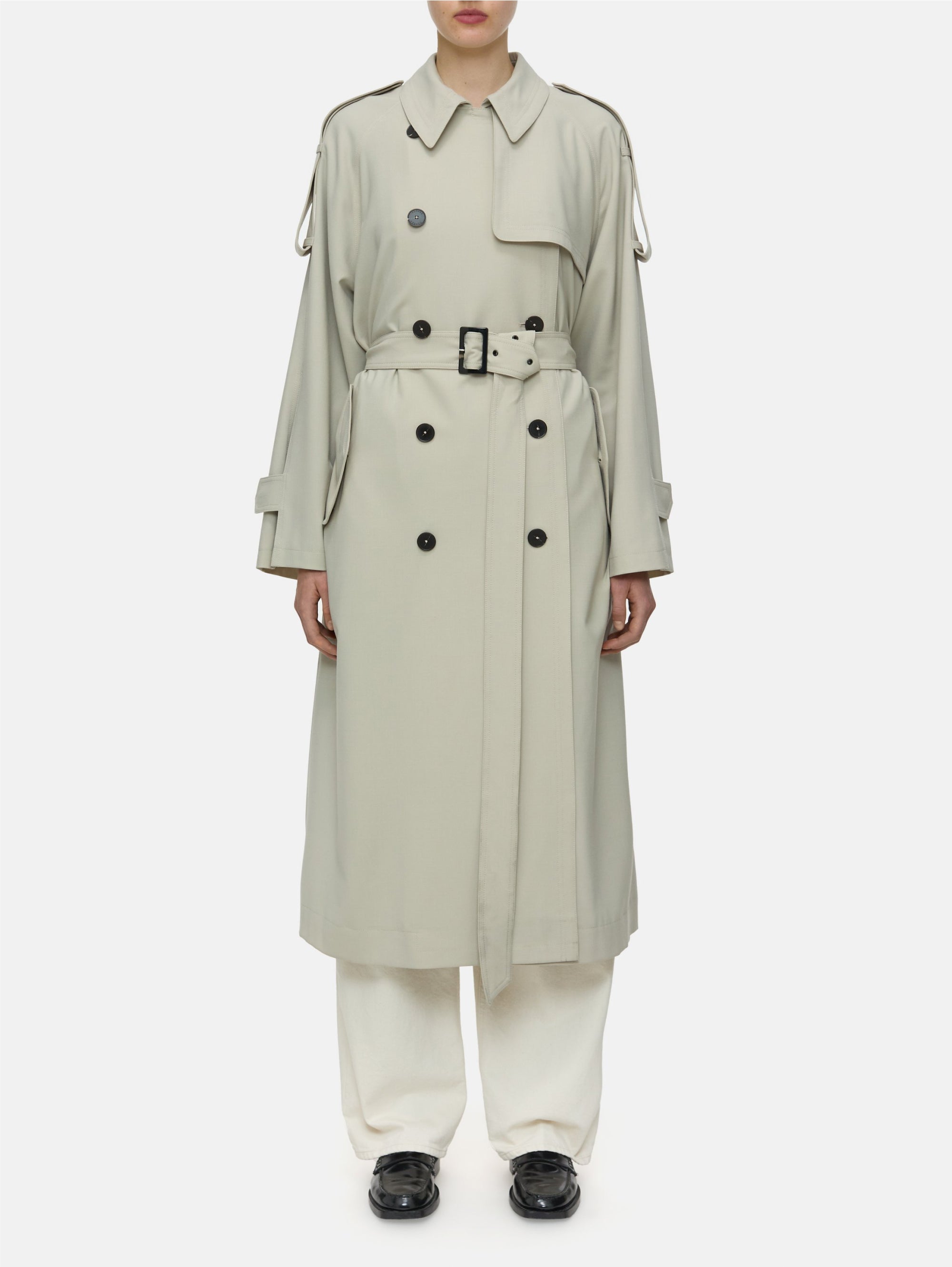 CLOSED-Trench Lungo in Misto Lana Sabbia-TRYME Shop