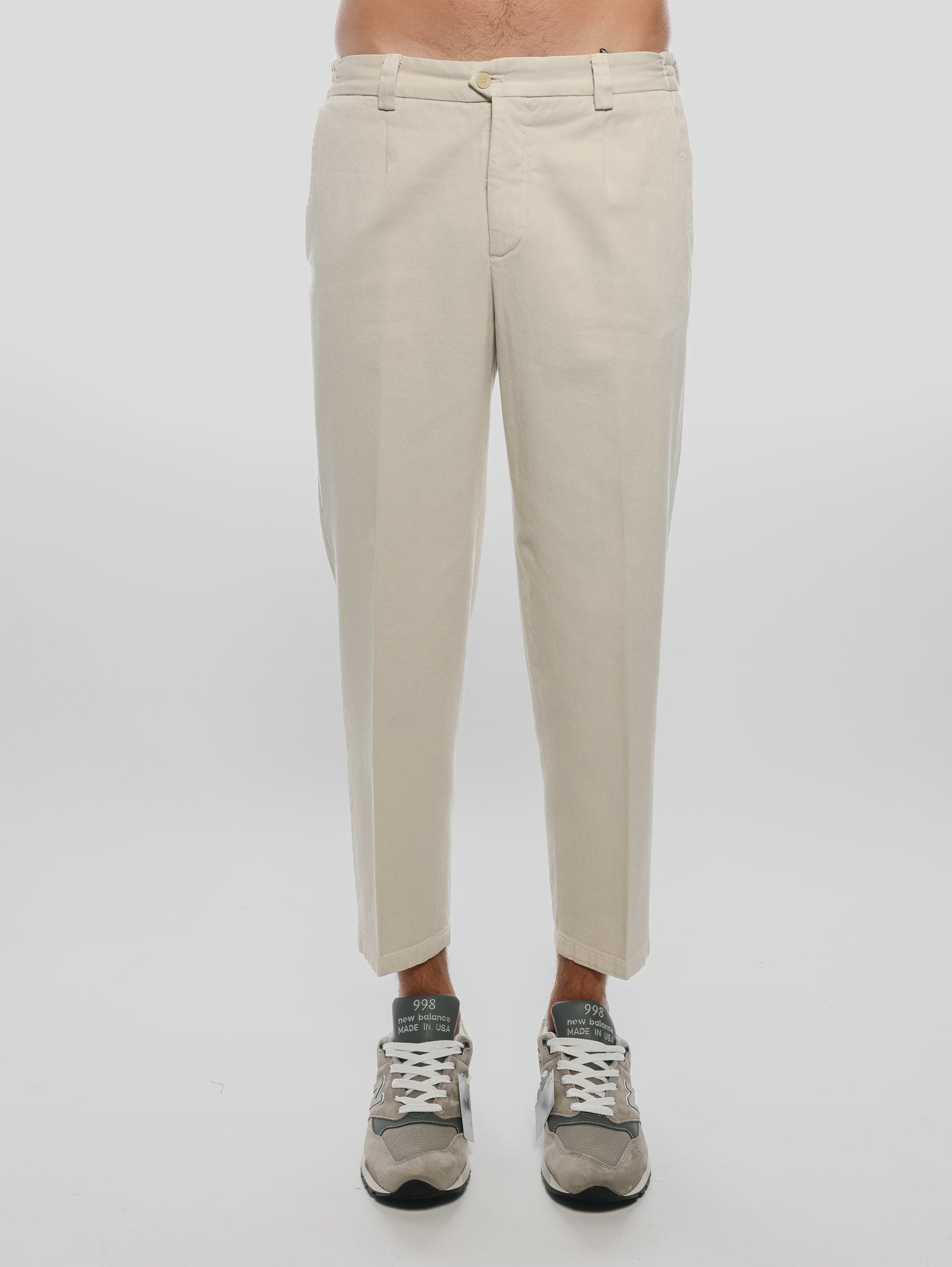 BRIGLIA 1949-Pantaloni in Bull Denim con Pinces Beige-TRYME Shop