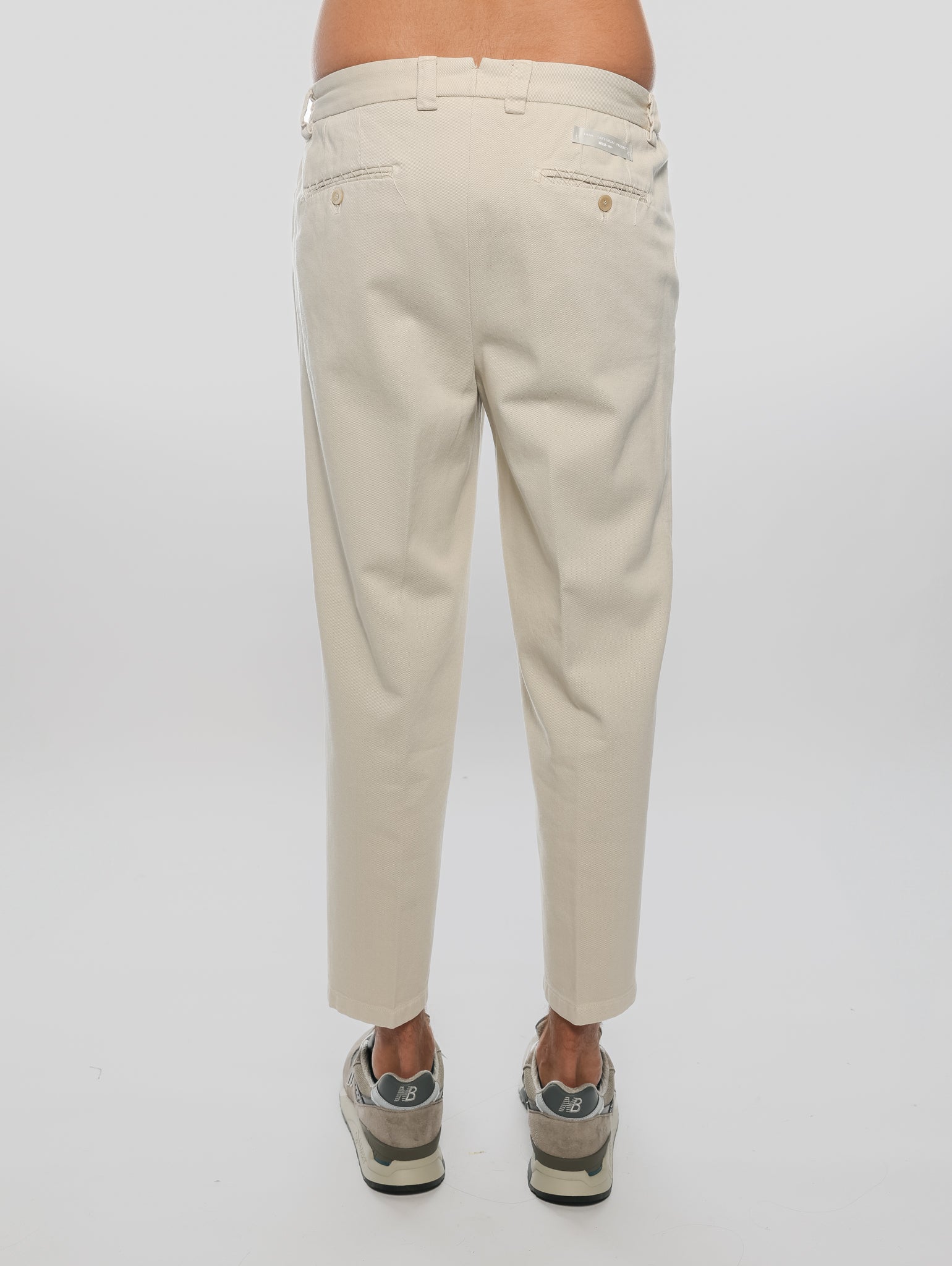 Pantaloni in Bull Denim con Pinces Beige