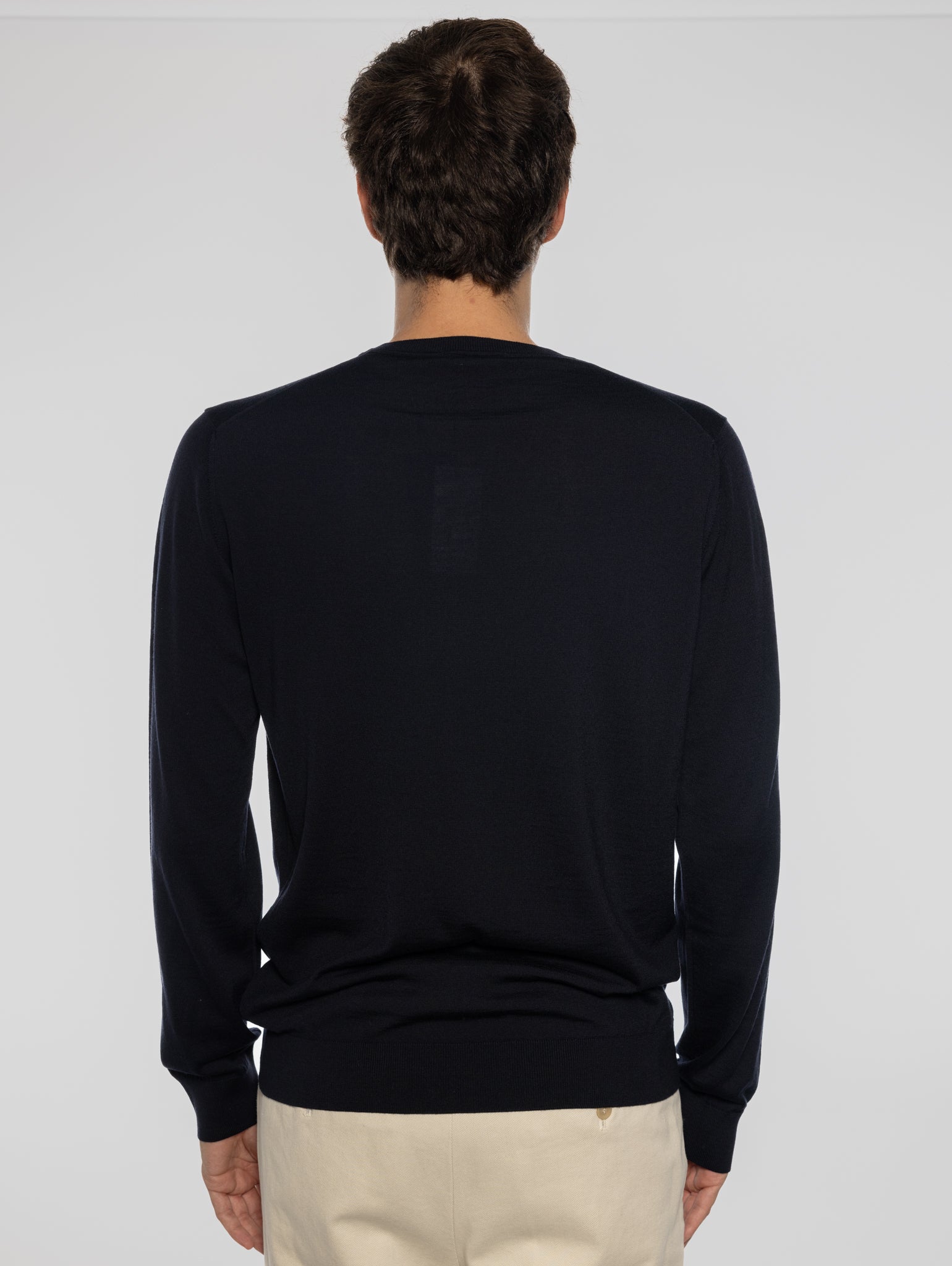 Midnight Blue Ultrafine Wool Crew Neck Sweater