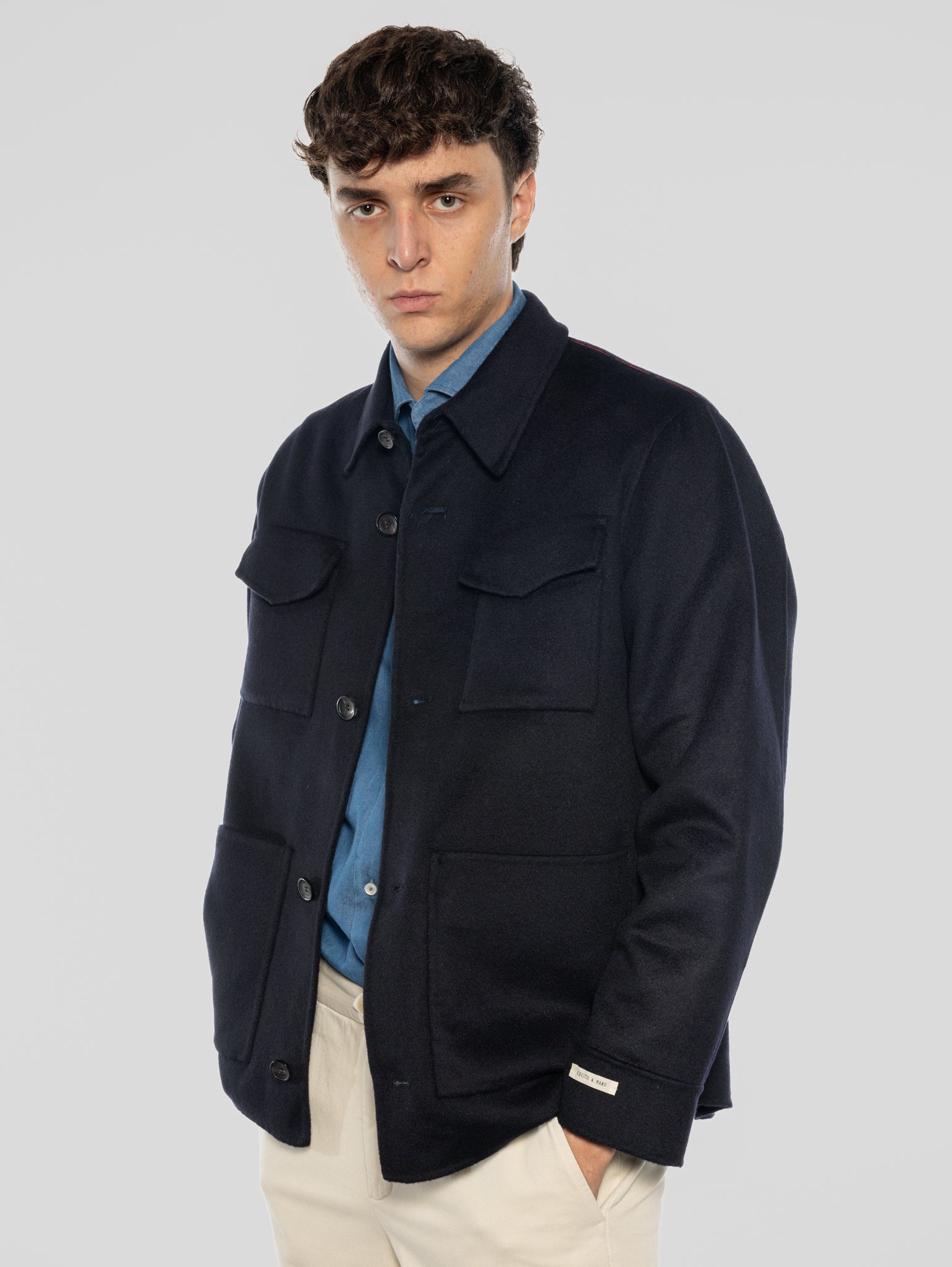 Overshirt aus Panno Double Sasha Blau