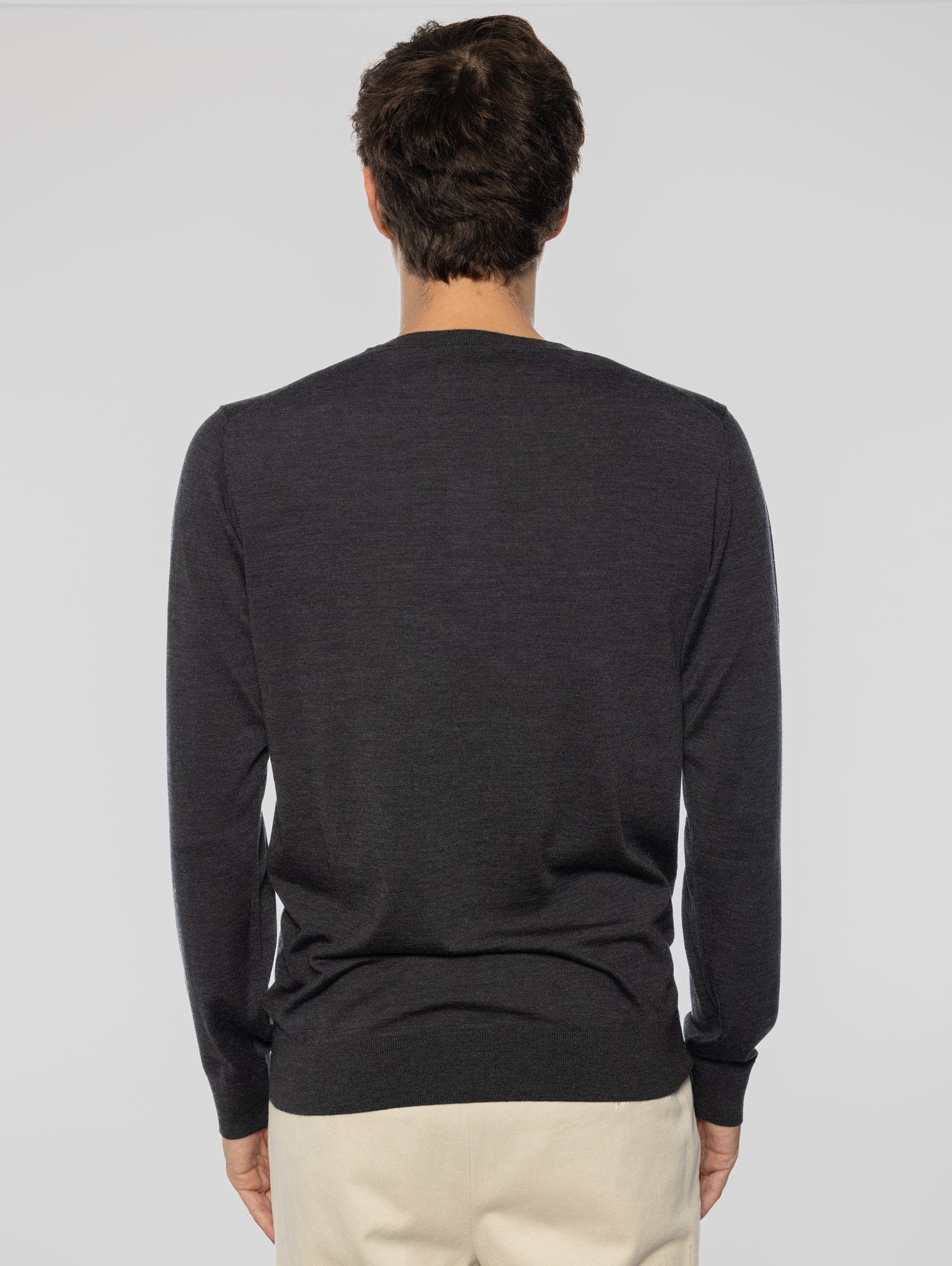 Anthracite Ultrafine Wool Crew Neck Sweater