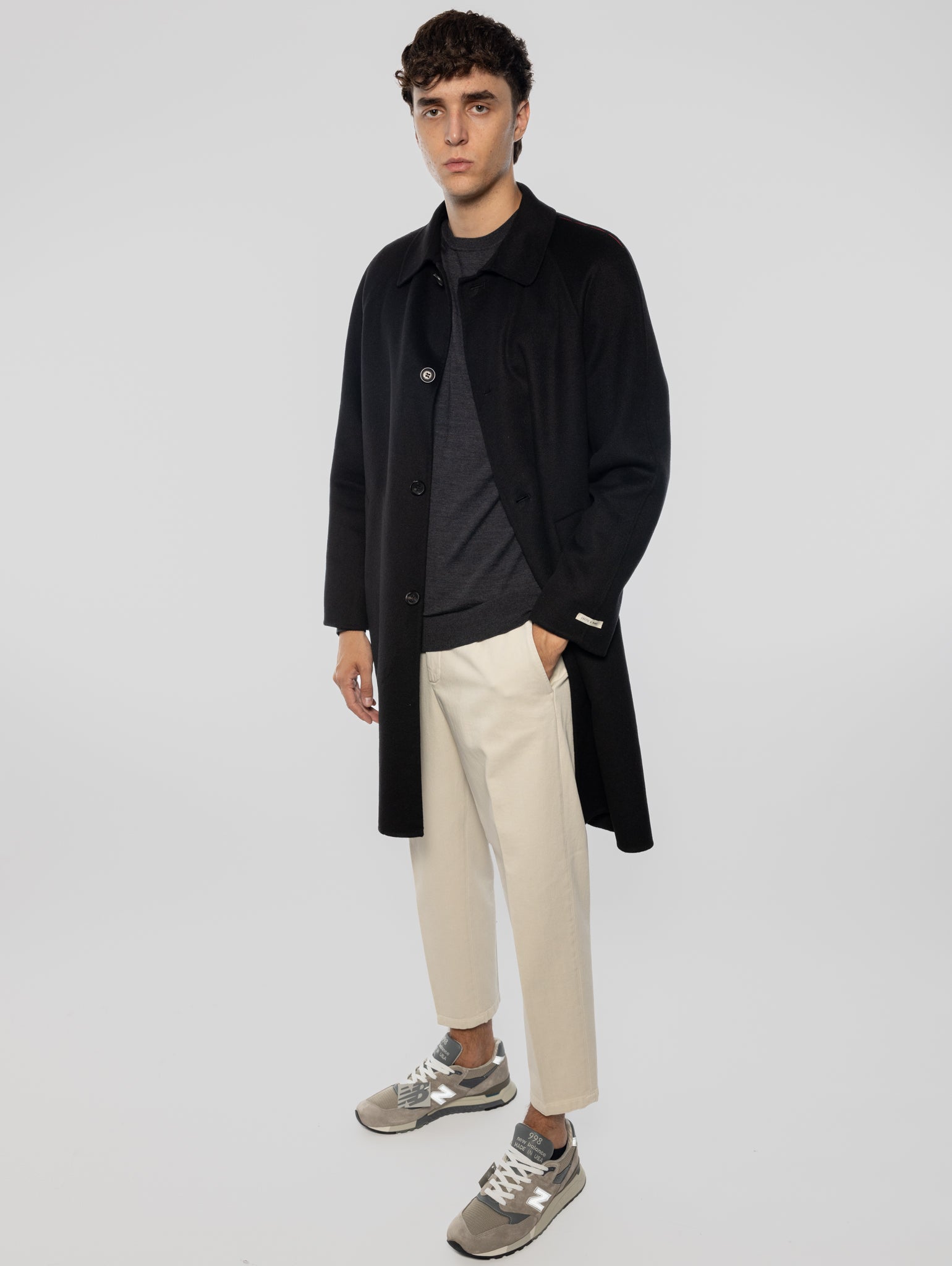 Cappotto Lungo in Double Marcello Nero