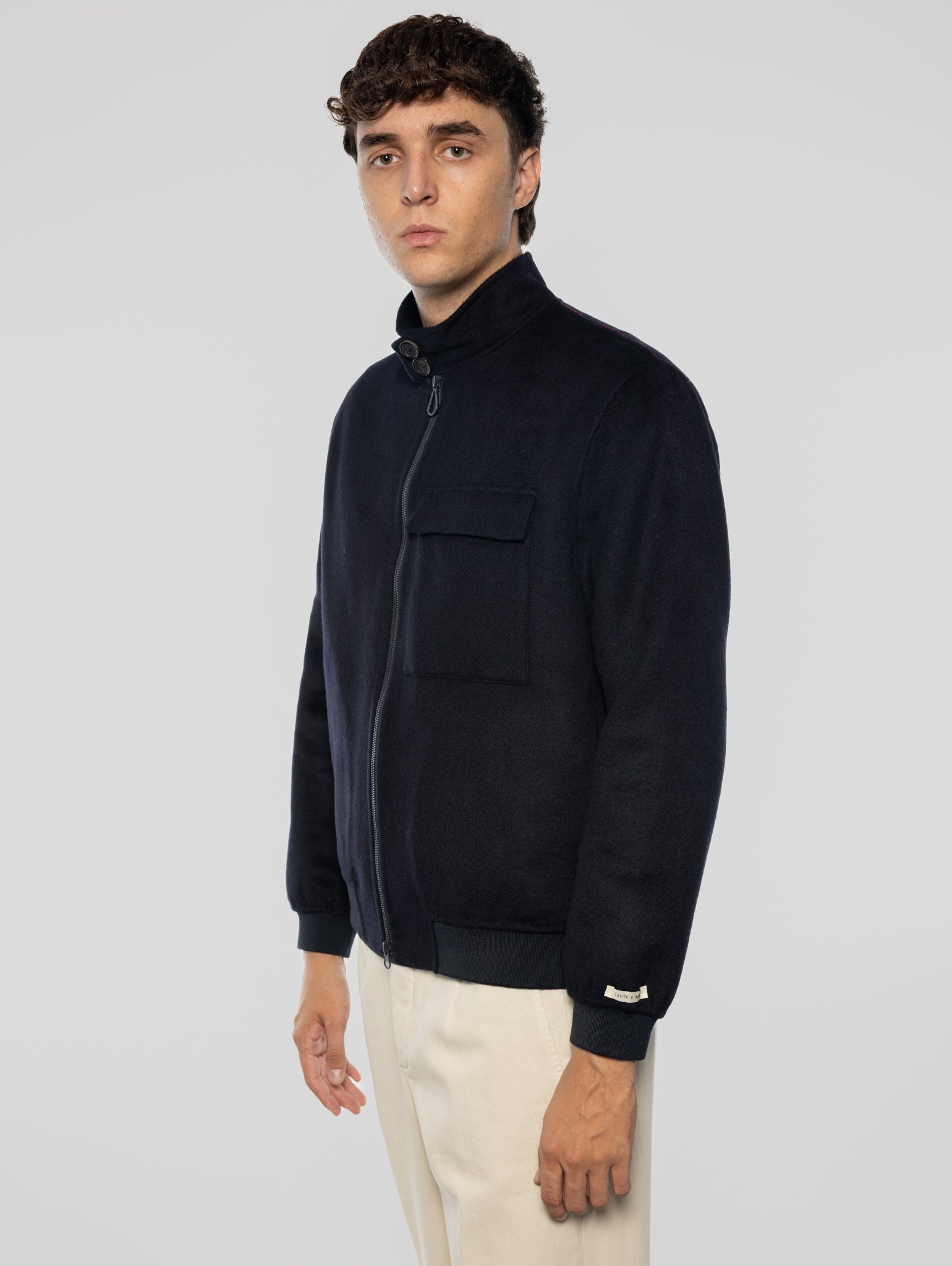 Arturo Short Jacket in Double with Blue Zip