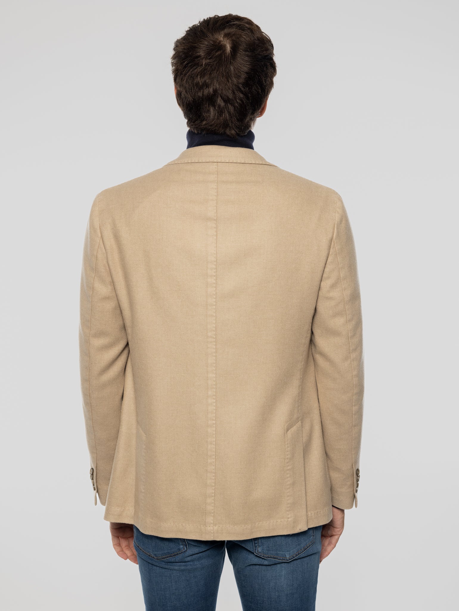 Double Breasted Jacket in Frosted Beige Wool