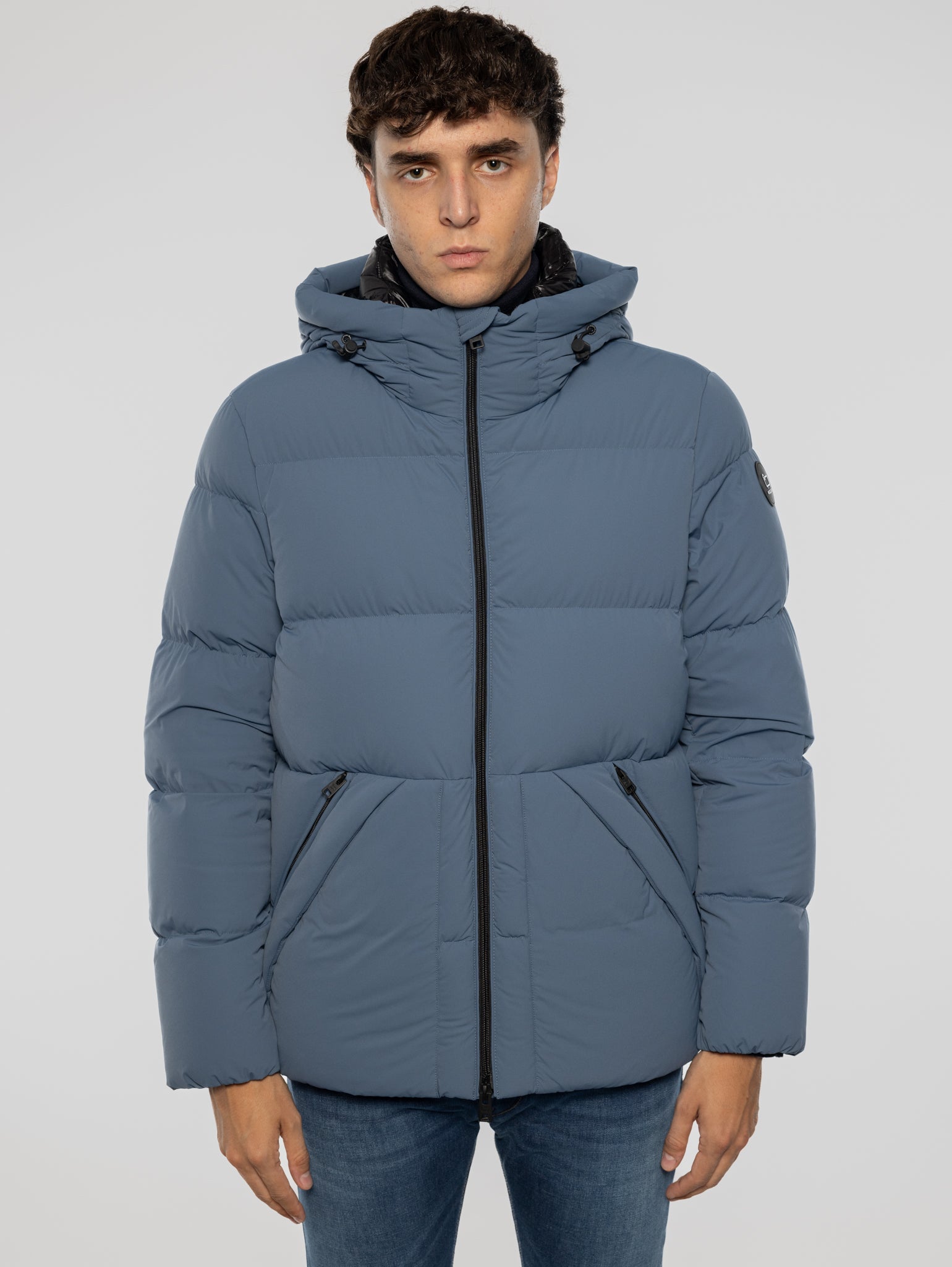 WOOLRICH-Piumino Elasticizzato Sierra Supreme Blu-TRYME Shop